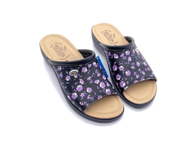 FLY FLOT Ciabatta sanitaria Donna Lilla a fiori in Pantofole Calzature Durello - Agna, commercioVirtuoso.it