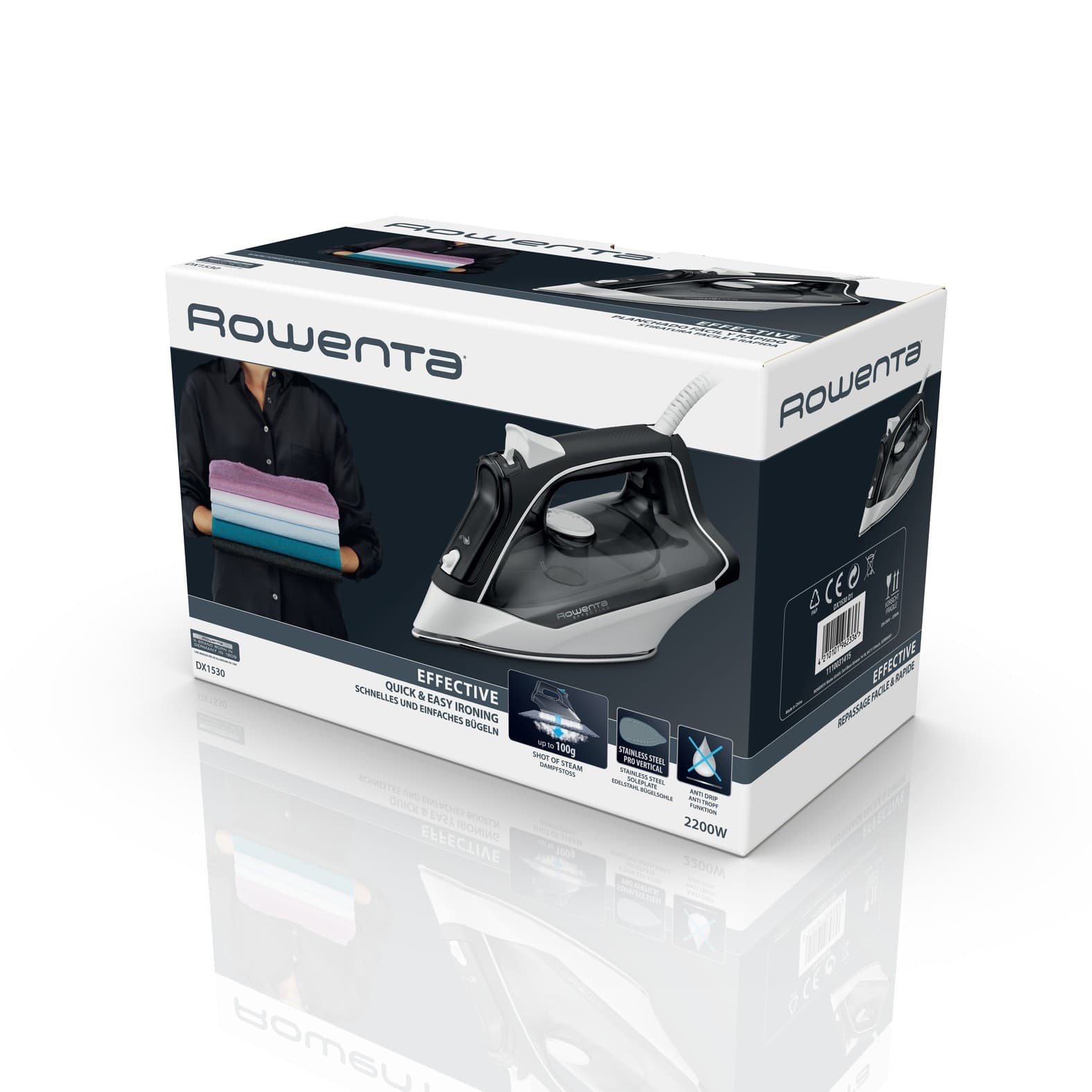 Rowenta Ferro da Stiro Effective DX1530 – 2200 Watt, Colore Nero, Prestazioni Affidabili per Stiratura Quotidiana - 10