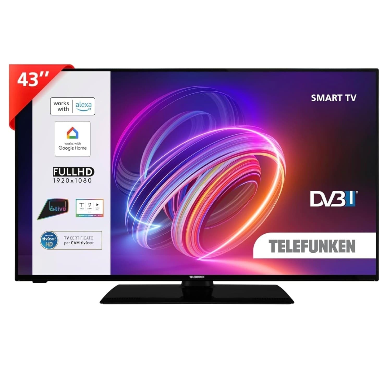 Telefunken Te43551b42 Smart 43" Full Hd-dvb-t2 + Omega Staffa Tv Outv600f - 3