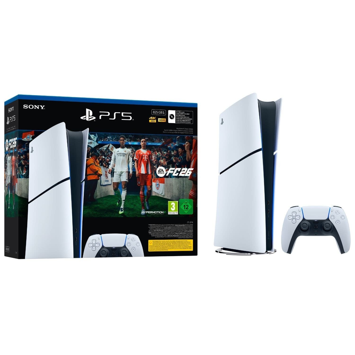 PS5 Console 825GB Digital Edition E Chassis White + FC 26 ITA - 3