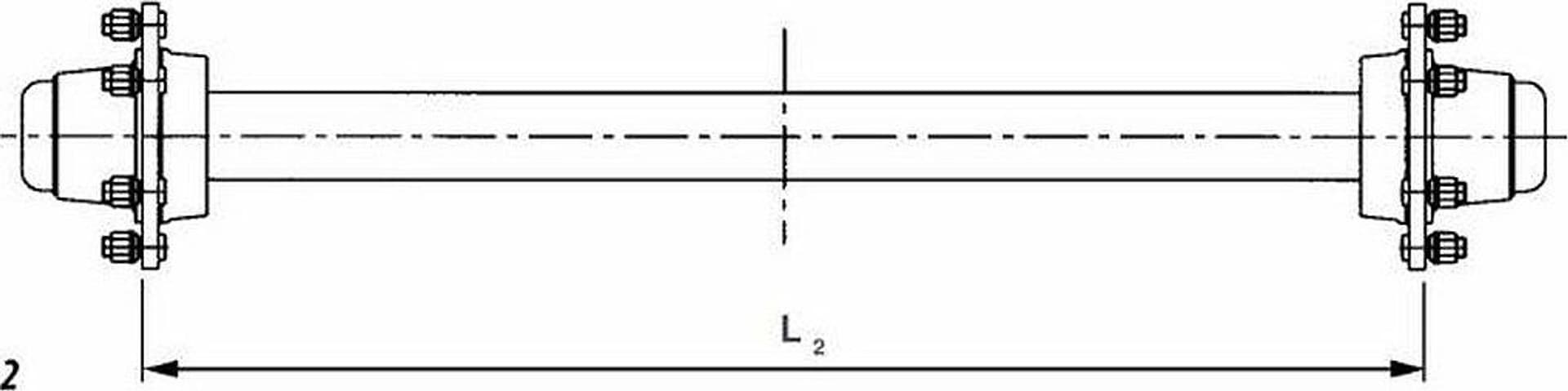Assale per rimorchio senza freno lunghezza 1m Ø40mm 4 fori - 3