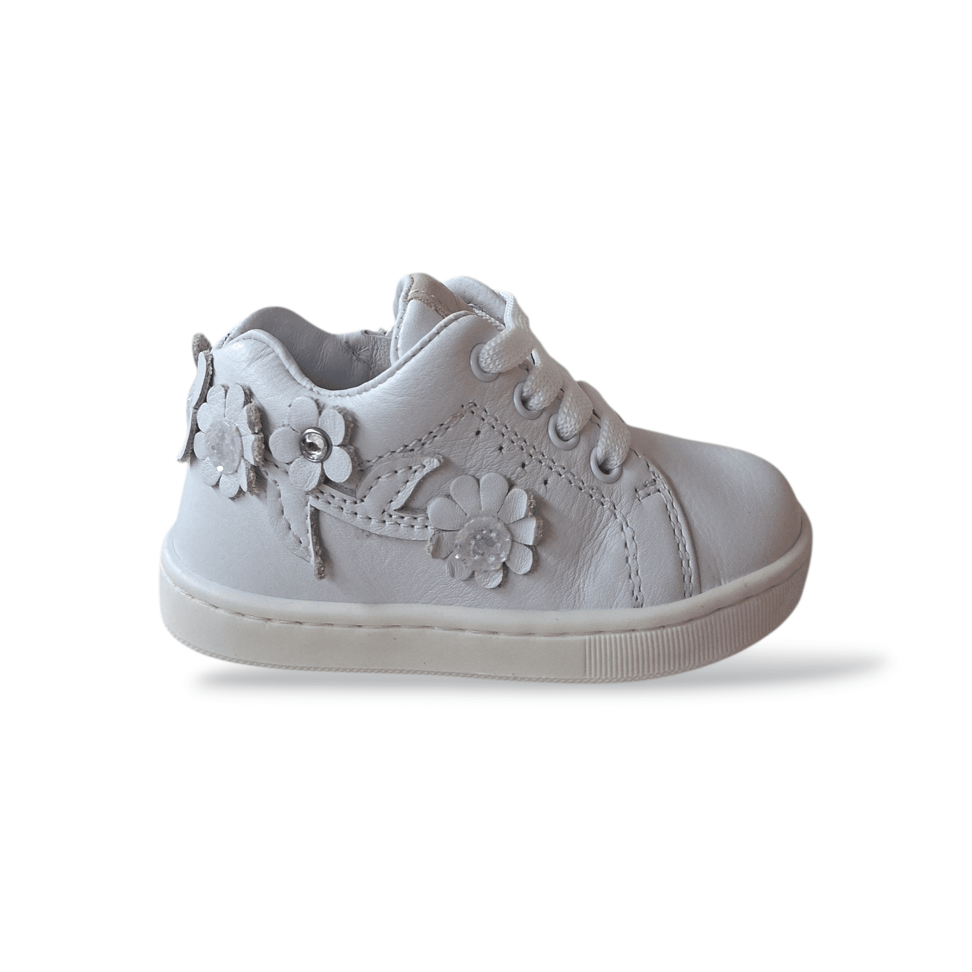 Scarpe Primi Passi Bambina Balducci Cita Soft Pelle Bianco Laccio Zip Made in Italy - 6