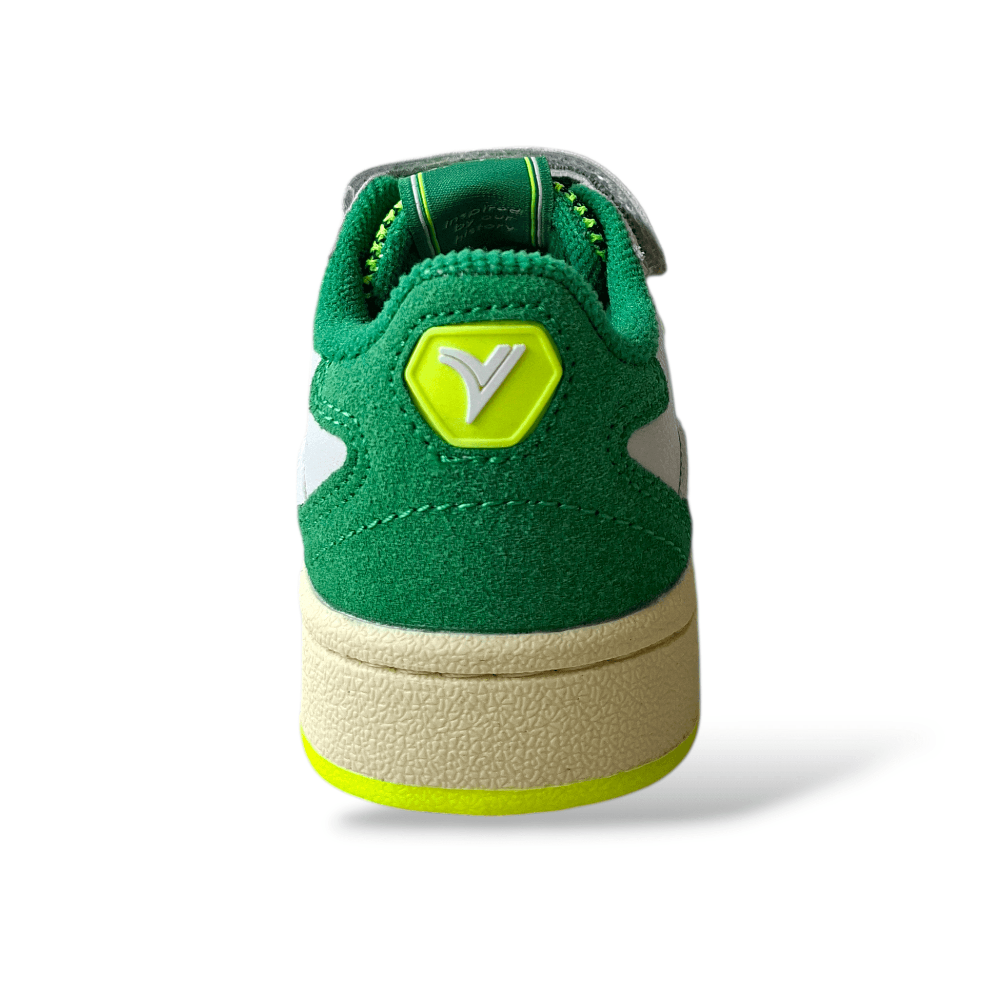 Victoria Smash Sneakers Bambino Bianco Pelle – Verde Grigio Giallo con Velcro | Taglie 28-35 - 3