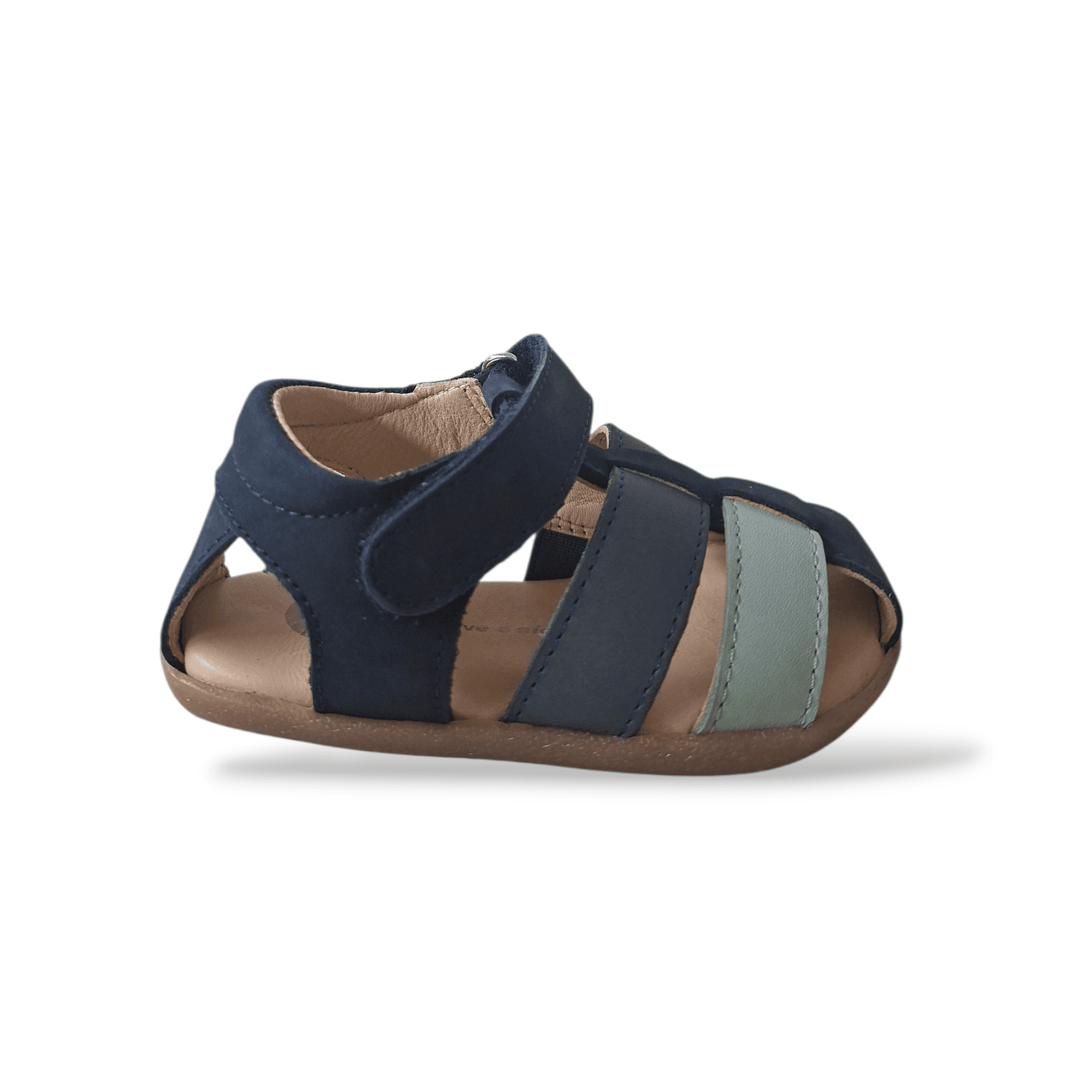 Ragnetto Semiaperto Bambino Gioseppo Morley | Pelle Blue Celeste Barefoot Velcro Primi Passi - 6