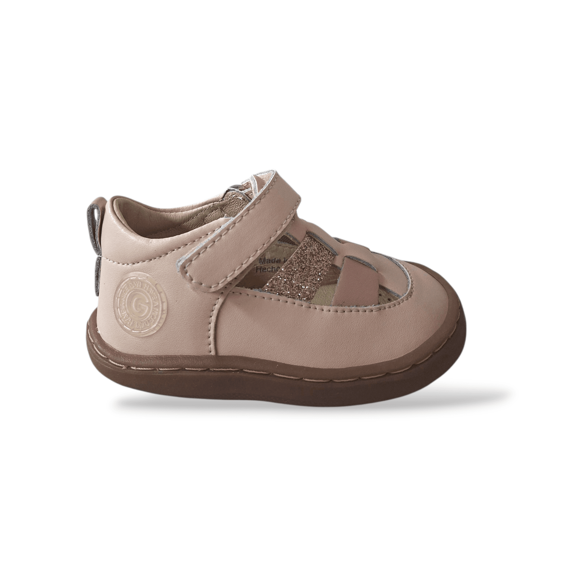Ragnetto Semiaperto Bambina Gioseppo Carver | Pelle Cipria Beige Barefoot Velcro Primi Passi - 6
