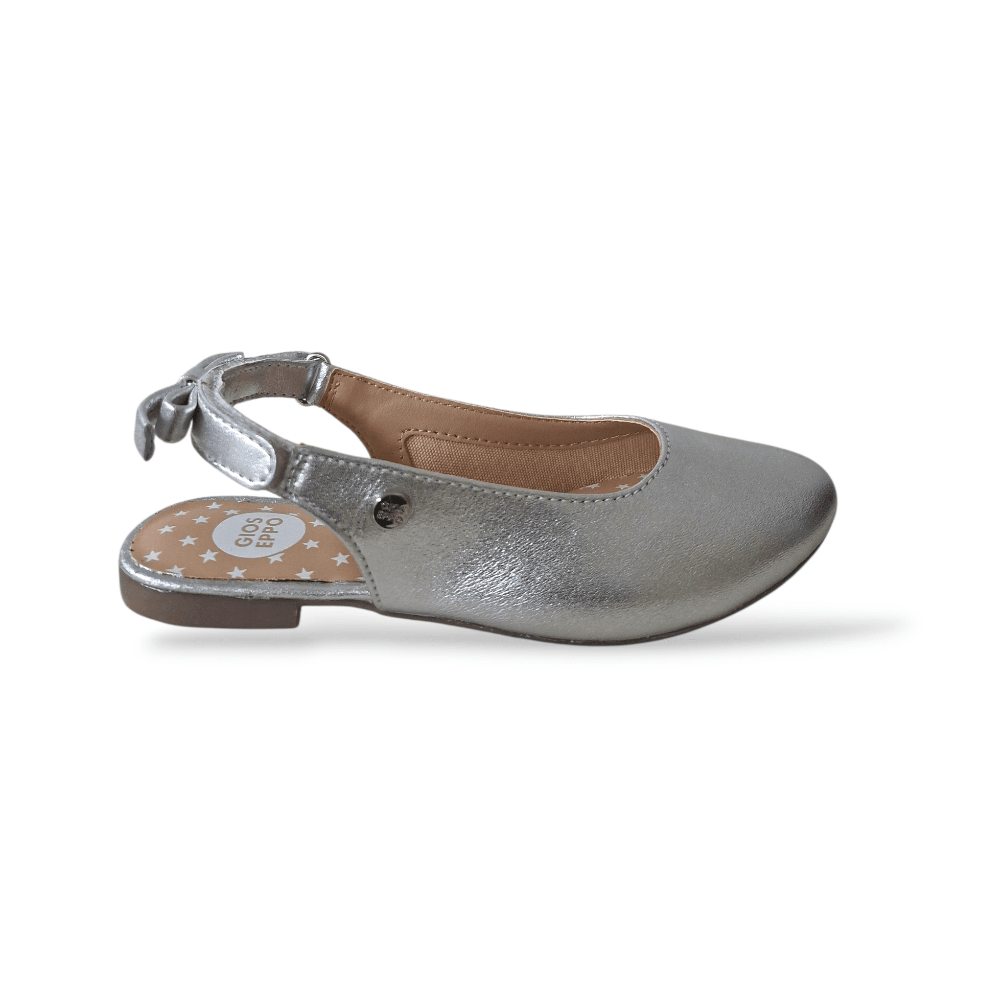 Ballerine Slingback Bambina Gioseppo Bagley | Pelle Argento Velcro Fiocco Eleganti - 6