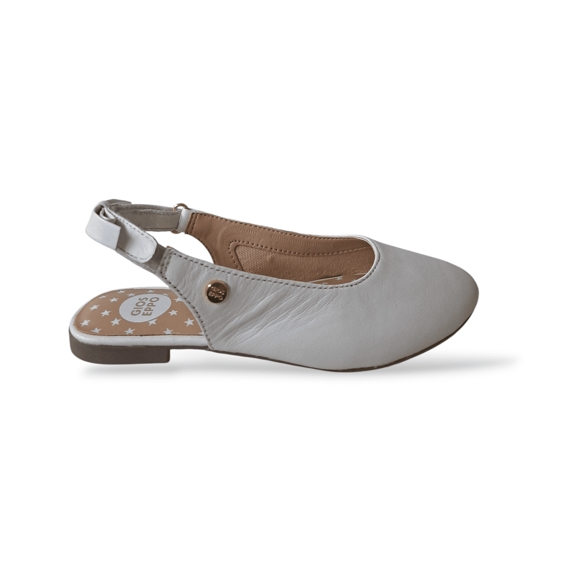 Ballerine Slingback Bambina Gioseppo Bagley | Pelle Bianca Velcro Fiocco Eleganti - 6