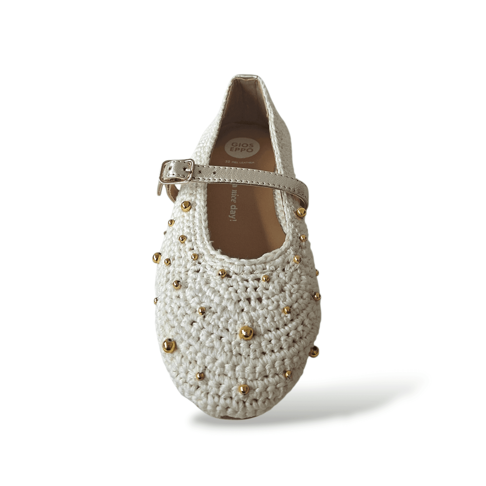 Ballerine bambina Gioseppo Rubicon beige cotone uncinetto fibbia borchie in Ballerine Scarpetteria Gica - Trani, commercioVirtuoso.it