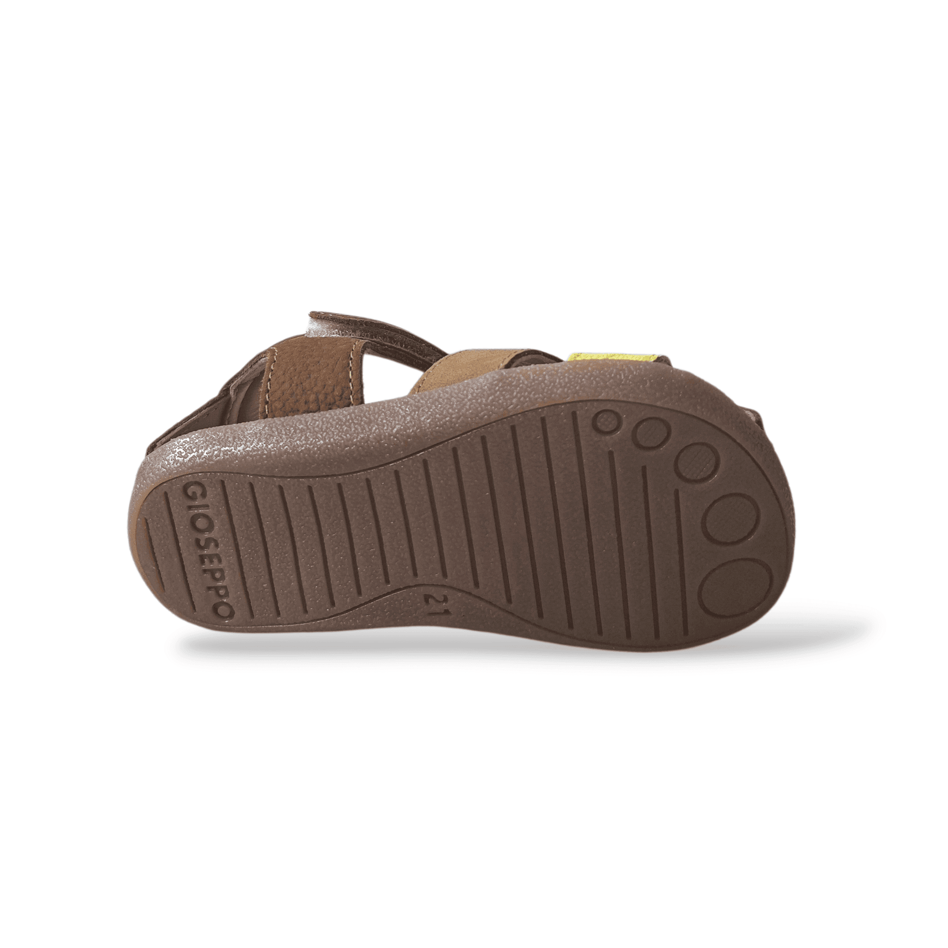 Ragnetto Semiaperto Bambino Gioseppo Morley | Pelle Cuoio Giallo Barefoot Velcro Primi Passi - 5