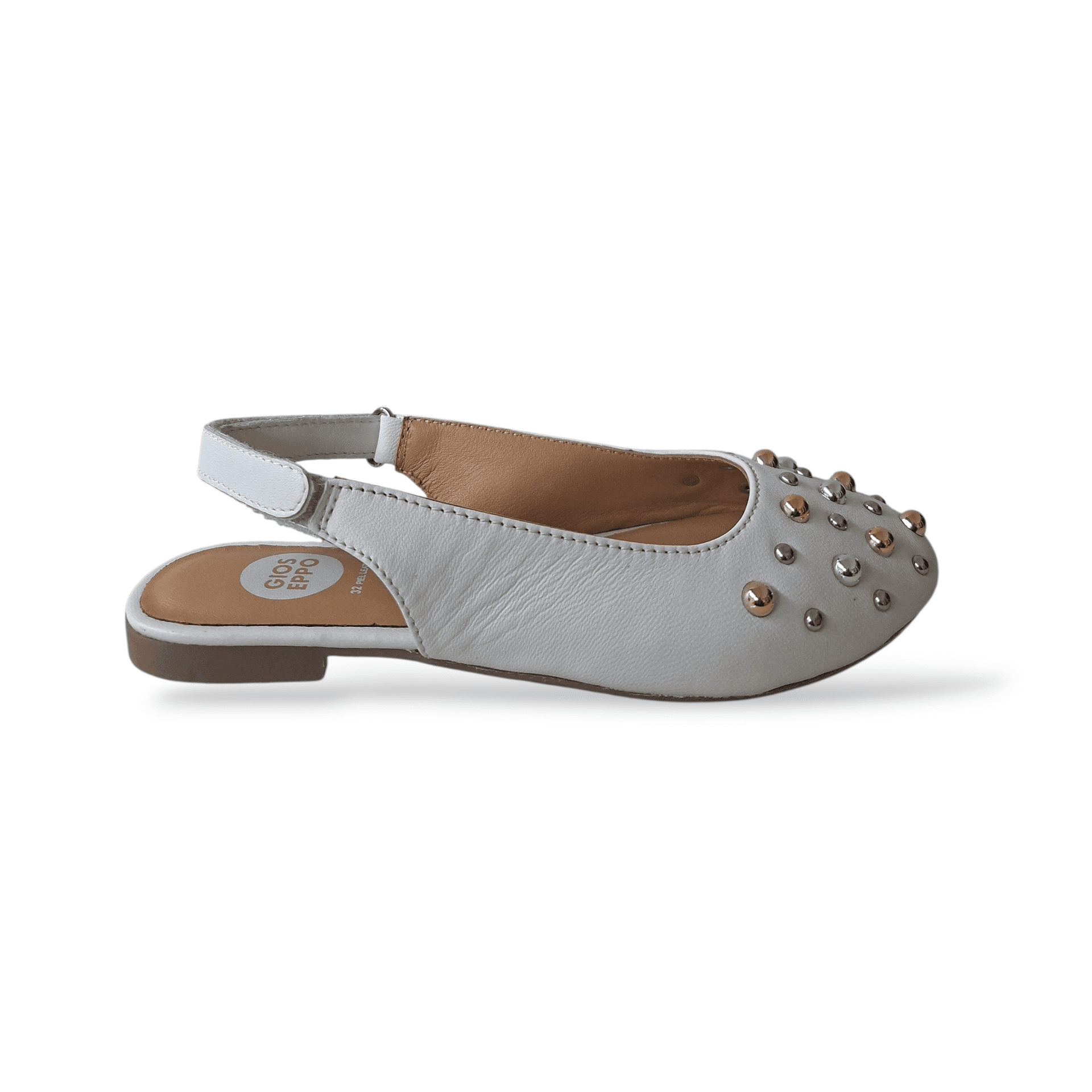 Ballerine Bambina Gioseppo Namanye | Pelle Bianco Argento Platino Applicazioni Metalliche Velcro - 6