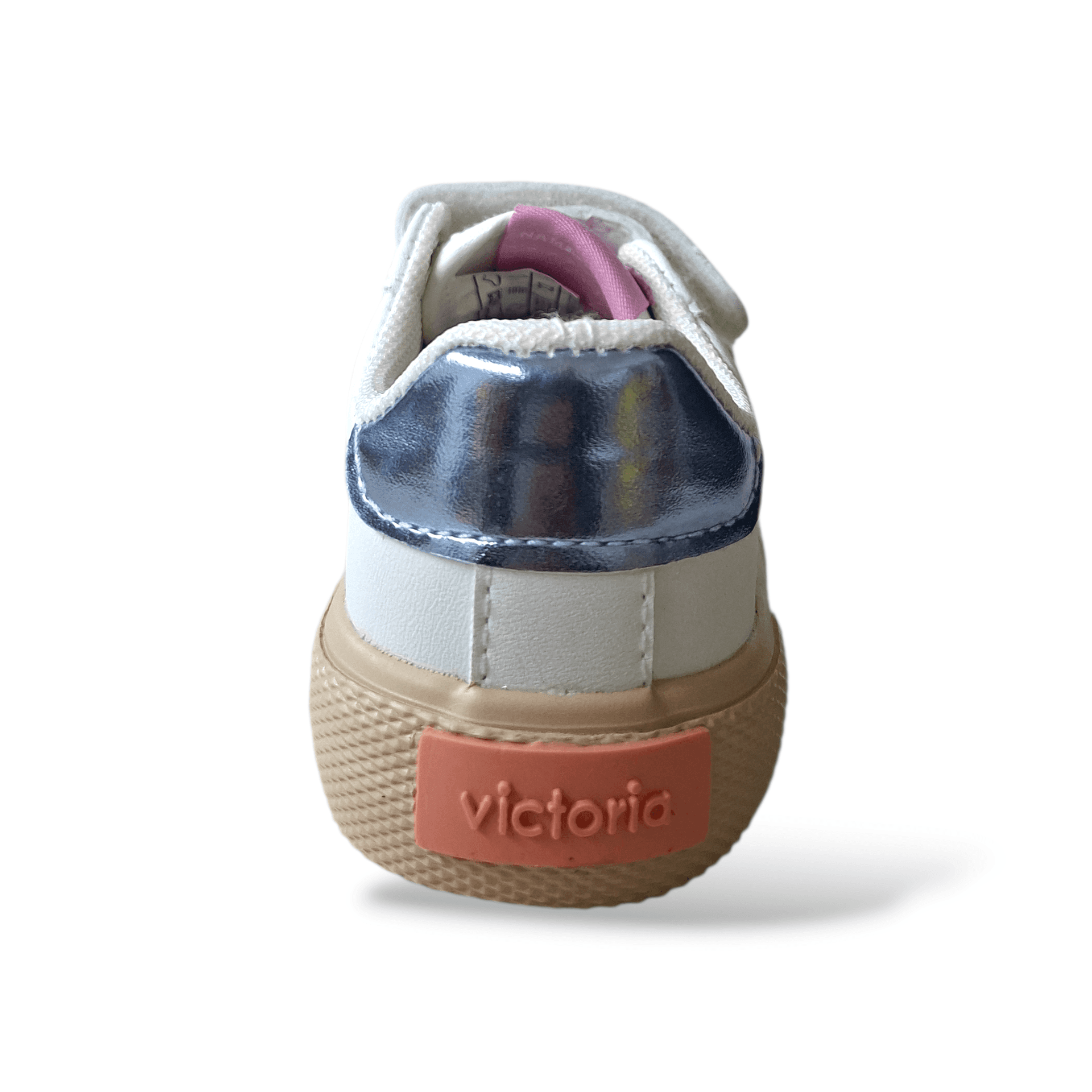 Victoria Tribu Sneakers Bambina Bianco Pelle – Glitter Rosa Argento con Doppio Velcro | Taglie 22-30 - 3