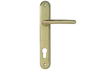Maniglia Vega con Placca Foro Yale in Zama Finitura Ottone Lucido 90 mm - 2