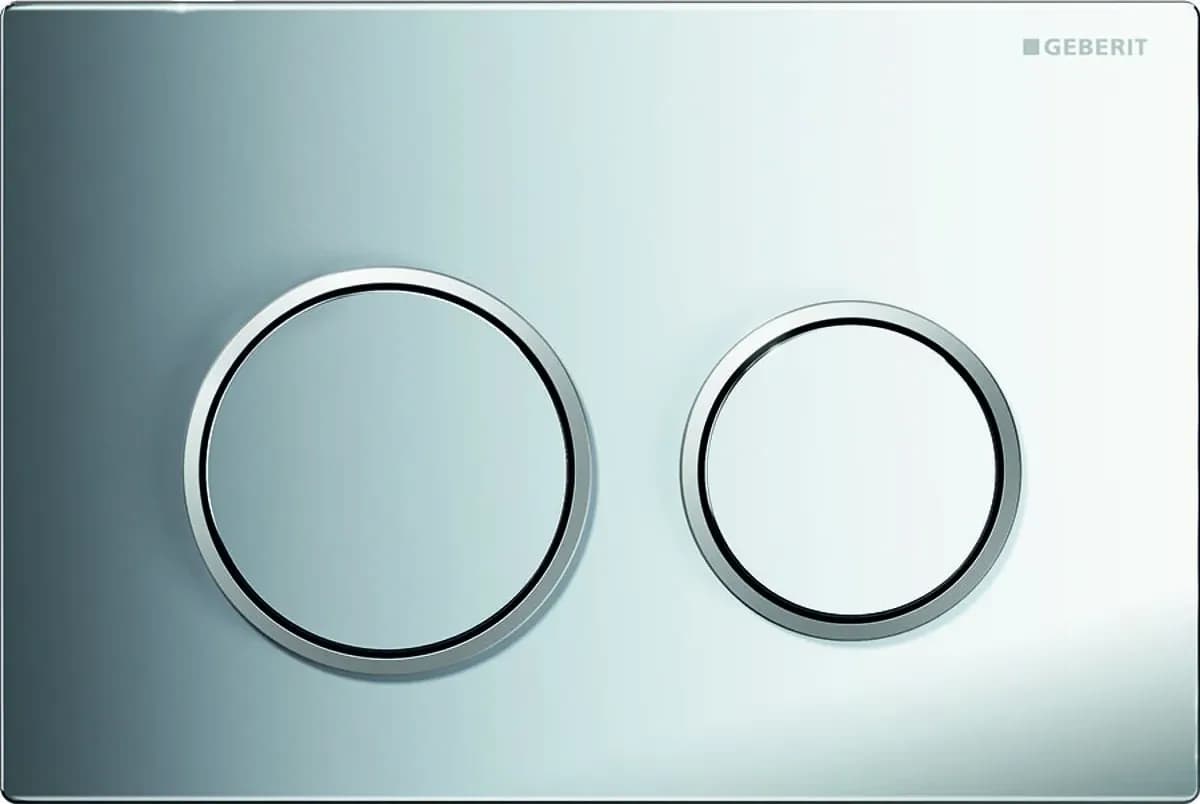 Placca di Comando Omega 20 Doppio Tasto Cromo Lucido Cromo Satinato Geberit