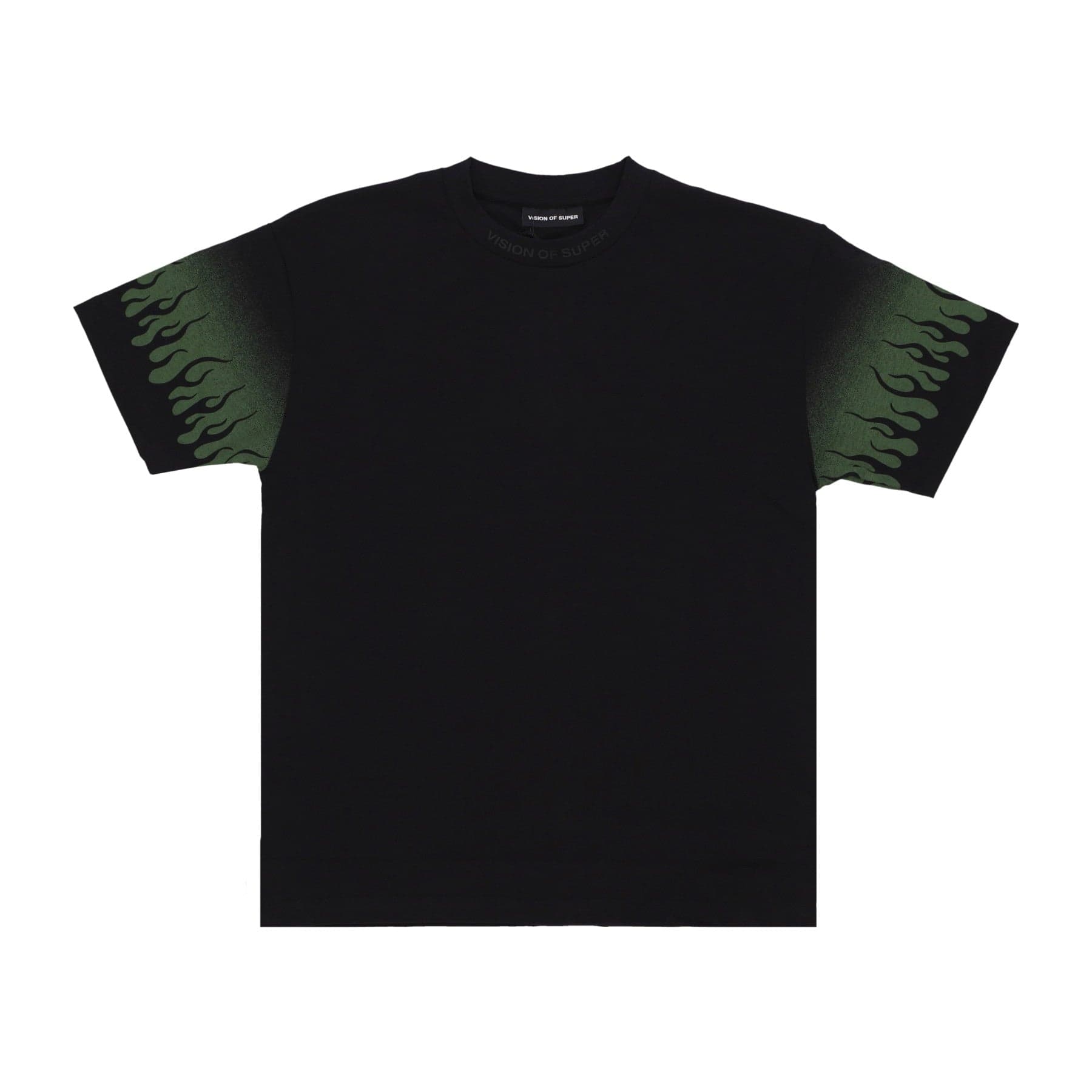 VISION OF SUPER Maglietta Uomo Negative Flames Tee Black/green - 3