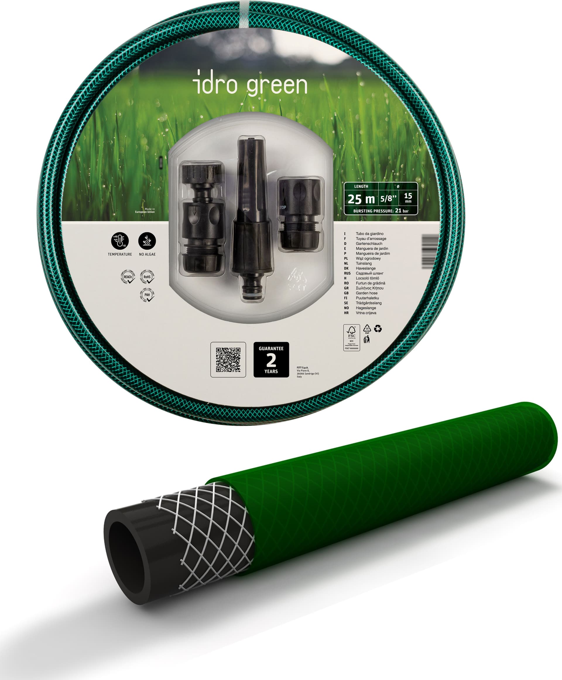 Tubo per Giardinaggio Idro Green Kit 3 Raccordi+lancia Ø Mm 15 (M 15) Fitt - 2