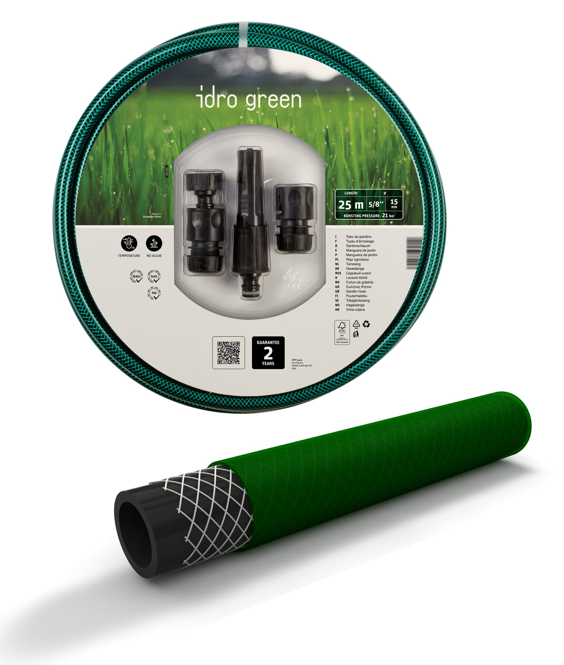 Tubo per Giardinaggio Idro Green Kit 3 Raccordi+lancia Ø Mm 15 (M 15) Fitt - 2