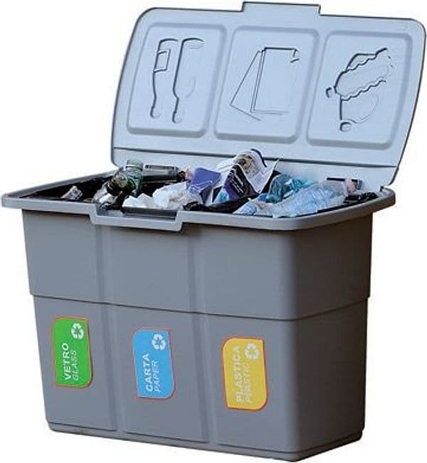 Pattumiera per Raccolta Differenziata 3 Scomparti Separati 75 cm x 37X H 50 - 3