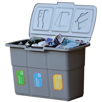 Pattumiera per Raccolta Differenziata 3 Scomparti Separati 75 cm x 37X H 50 - 3
