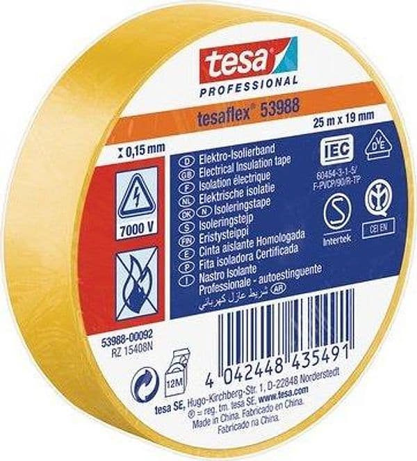 Nastro PVC Isolante Imq Tesa Giallo 25 ml 19 mm 10 Pezzi - 2