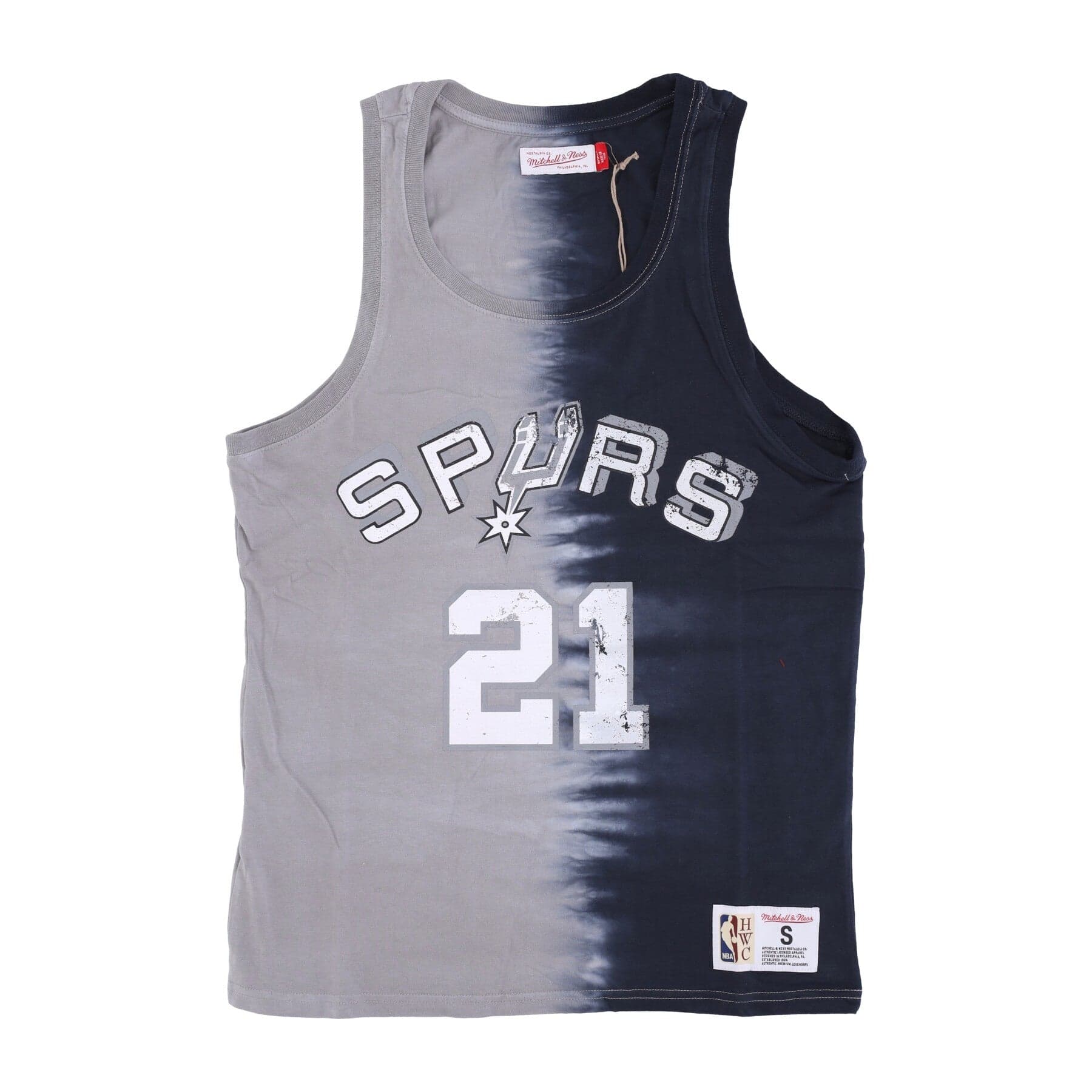 MITCHELL &amp; NESS Canotta Uomo Nba Vertical Tie Dye Tank Hardwood Classics No 21 Tim Duncan Saaspu Original Team Colors - 5