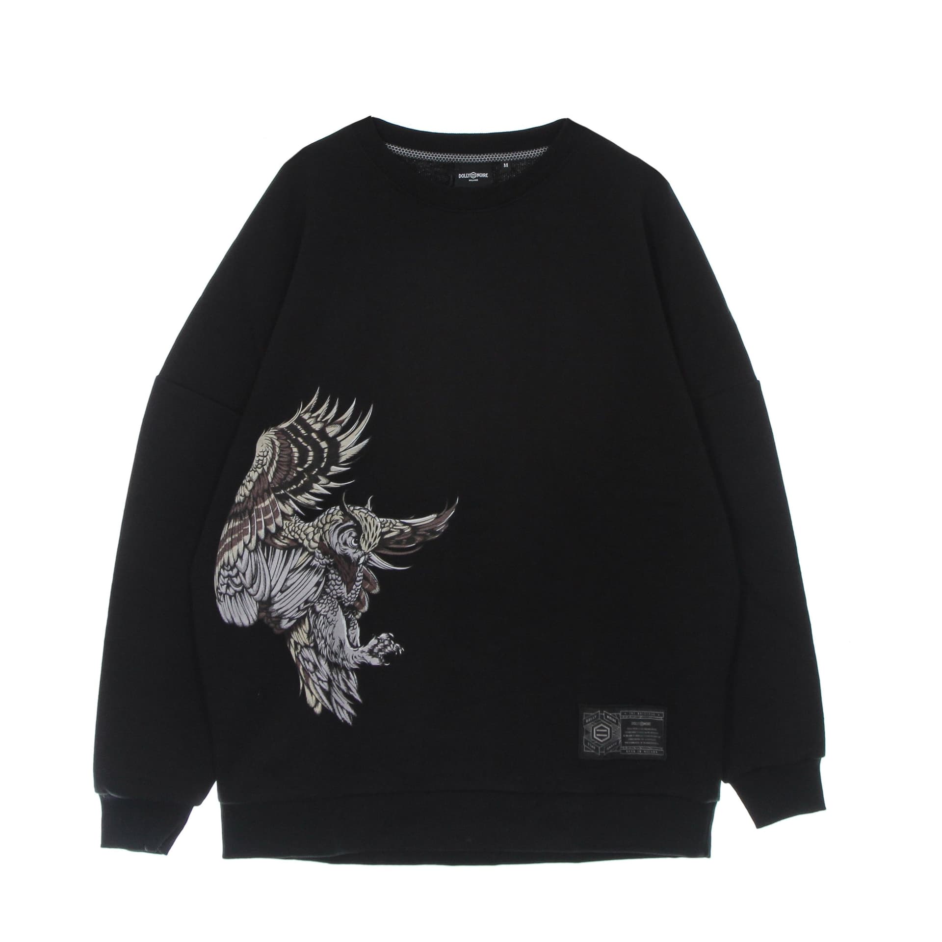 DOLLY NOIRE Felpa Leggera Girocollo Uomo Gufo Reale Crewneck Black - 7