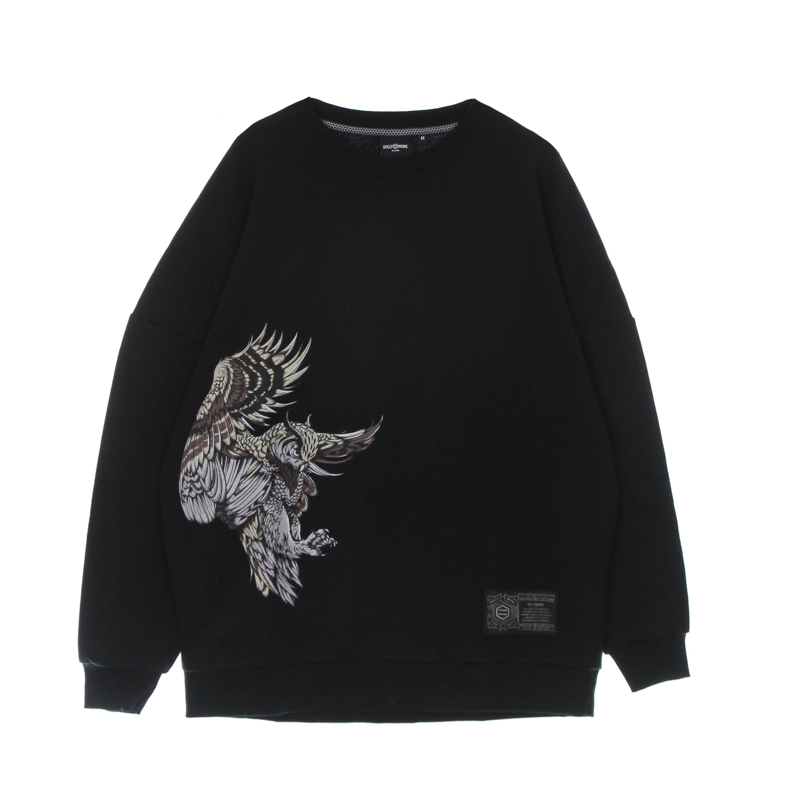 DOLLY NOIRE Felpa Leggera Girocollo Uomo Gufo Reale Crewneck Black - 7