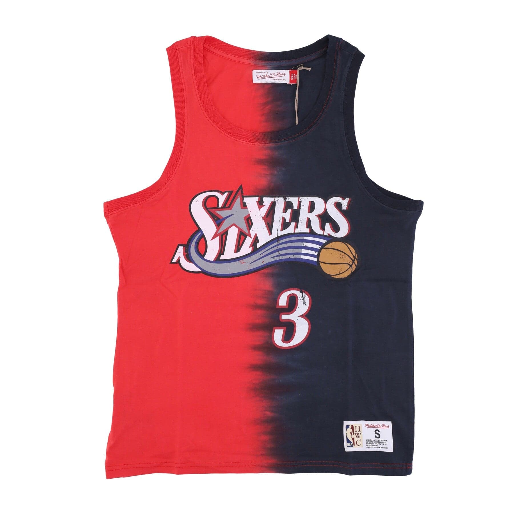 MITCHELL &amp; NESS Canotta Uomo Nba Vertical Tie Dye Tank Hardwood Classics No 3 Allen Iverson Phi76e Original Team Colors - 5