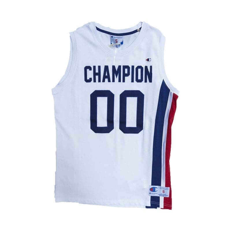 CHAMPION Canotta Tipo Basket Uomo Champion Tank Top Mesh "reverse Weave" White/royal/red Unico - 3