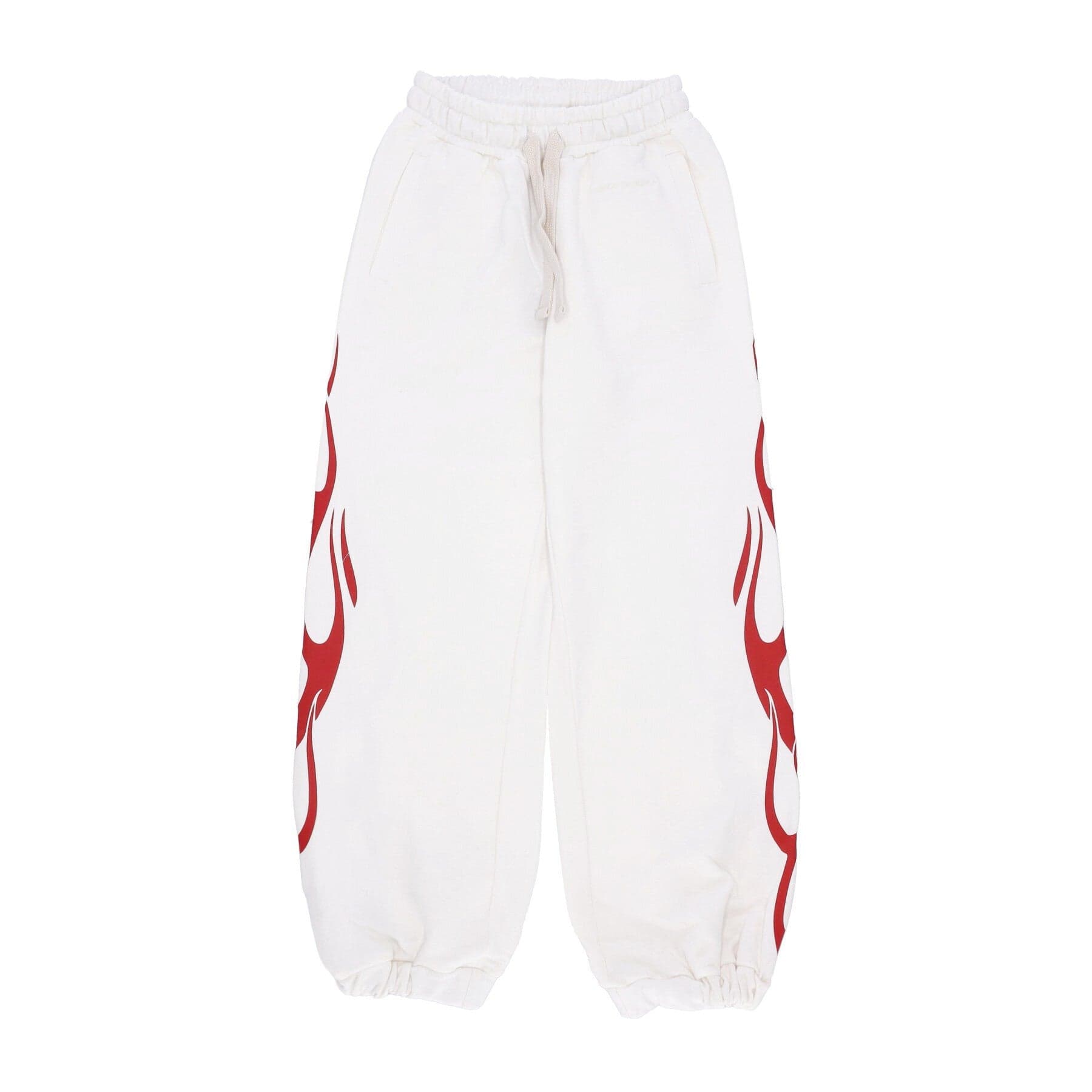 VISION OF SUPER Pantalone Tuta Leggero Donna Flames Pants Off White/red