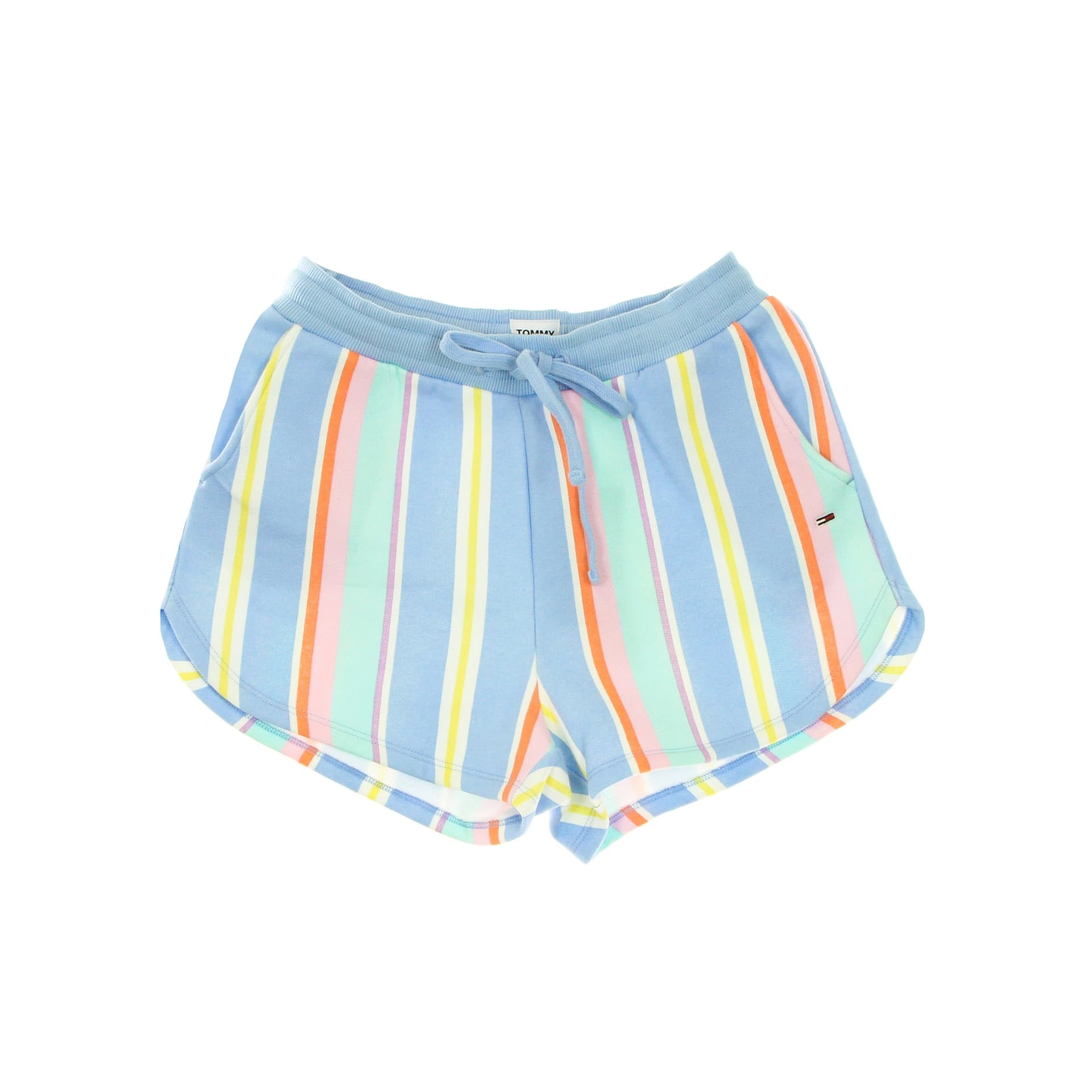 Tommy Hilfiger Pantaloncino Donna Stripe Sweat Shorts Light Powdery Blue/stripe - 3