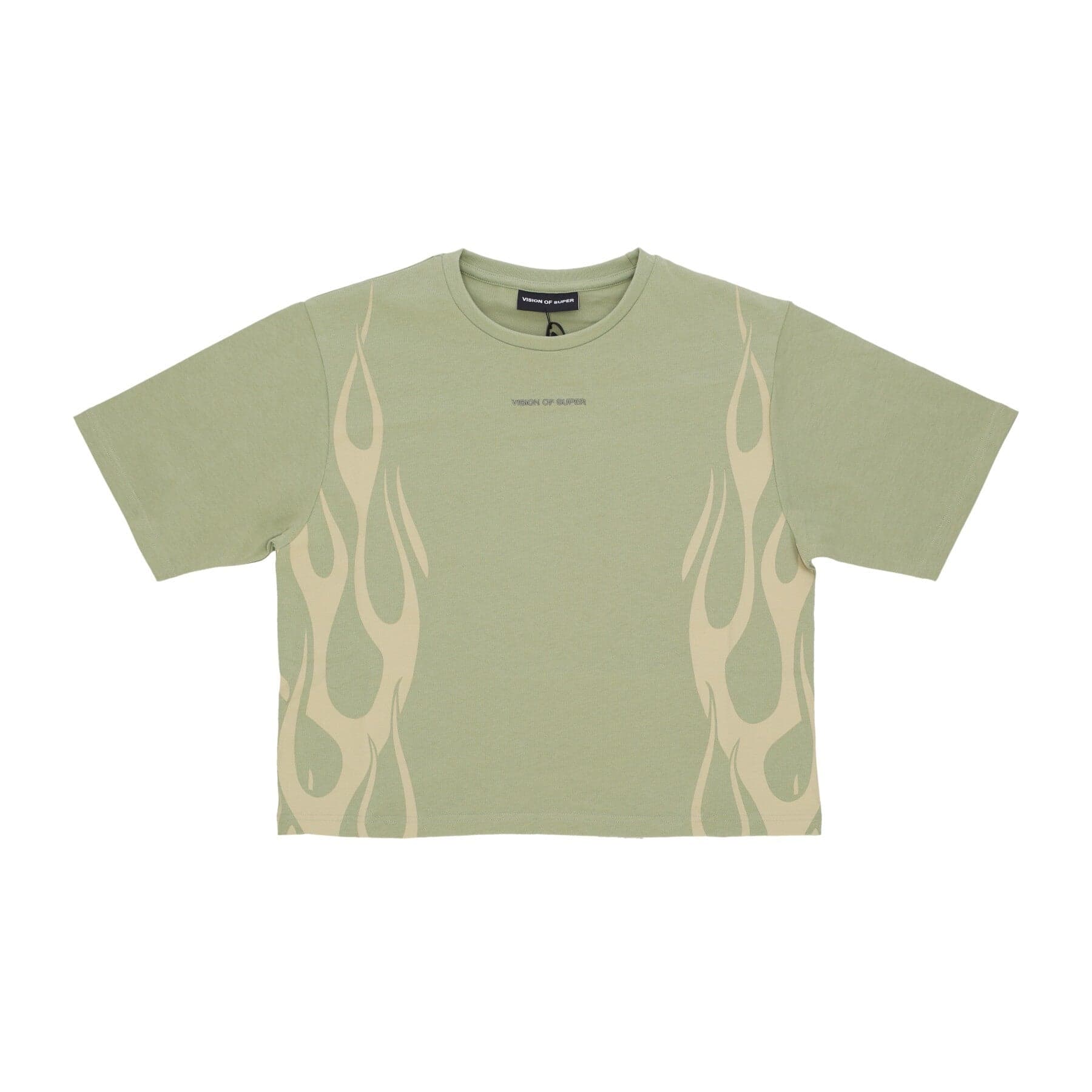 VISION OF SUPER Maglietta Corta Donna Flames Tee Green/off White - 3