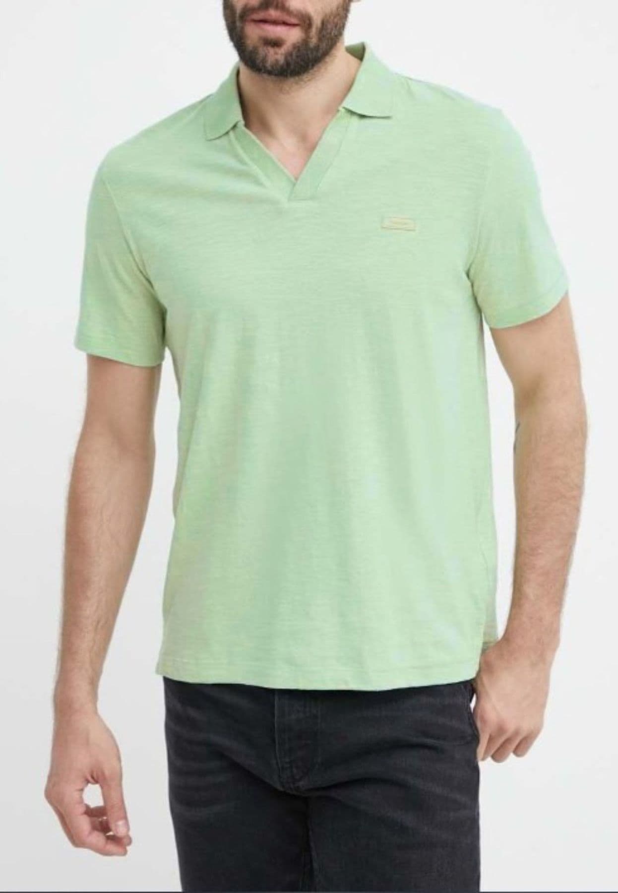 calvin klein  POLO COTTON LINEN OPEN COLLAR POLO - 4