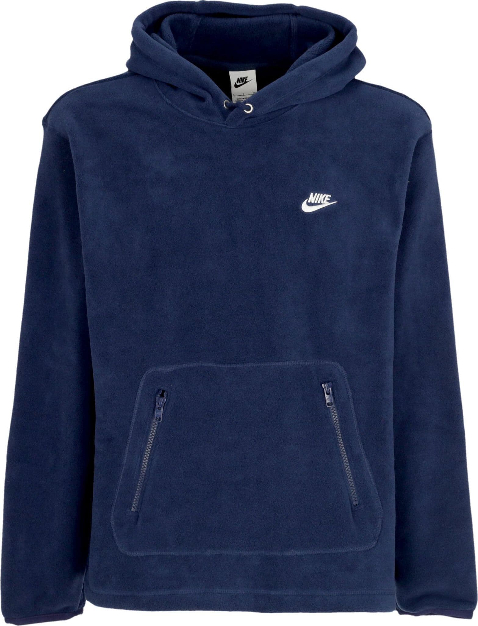 Nike Felpa Cappuccio Uomo Club Winterized Hoodie Midnight Navy/white
