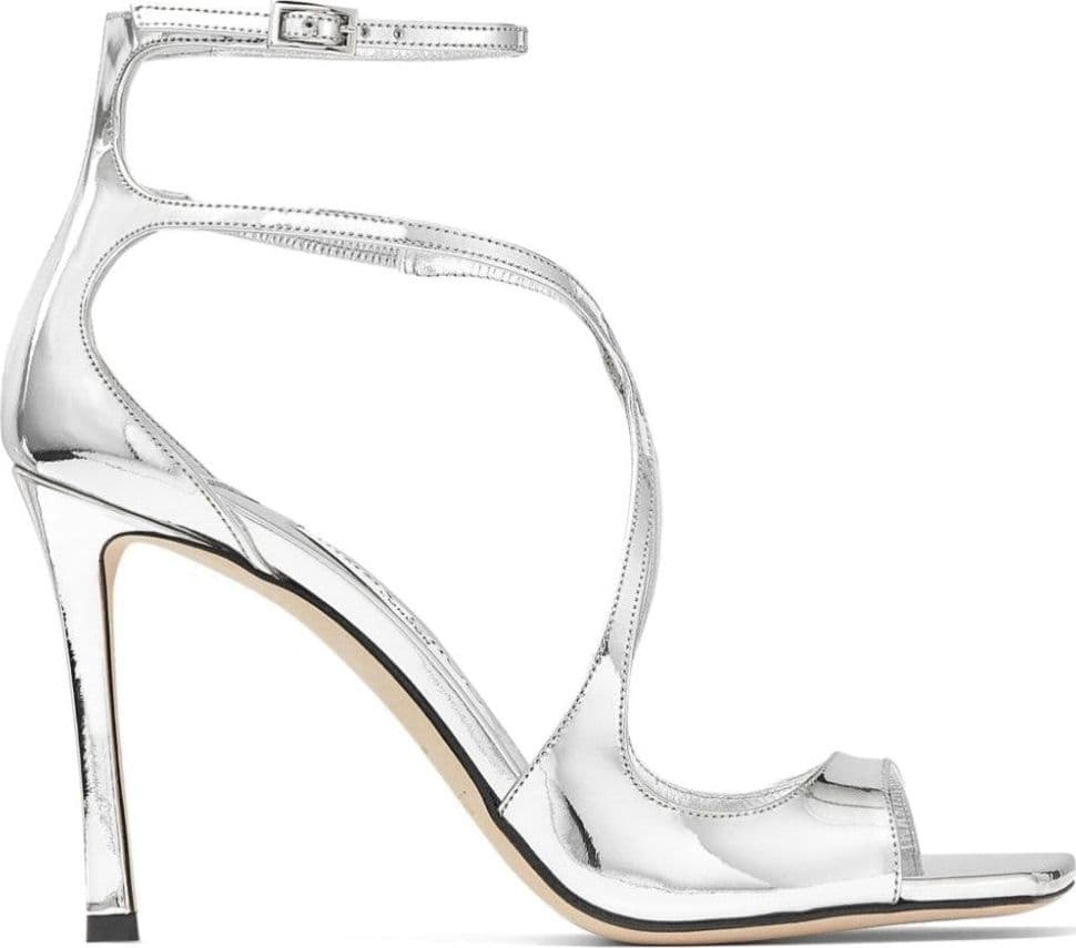 Jimmy Choo Sandali in pelle effetto metallizzato liquido argento - 6