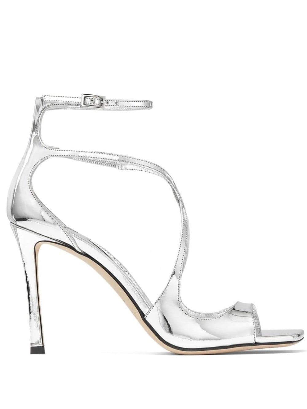 Jimmy Choo Sandali in pelle effetto metallizzato liquido argento - 6