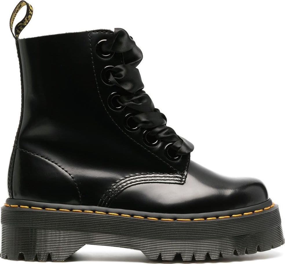 DR. MARTENS Dr. Martens - Anfibi Molly Lacci Raso Neri da Donna – NERO