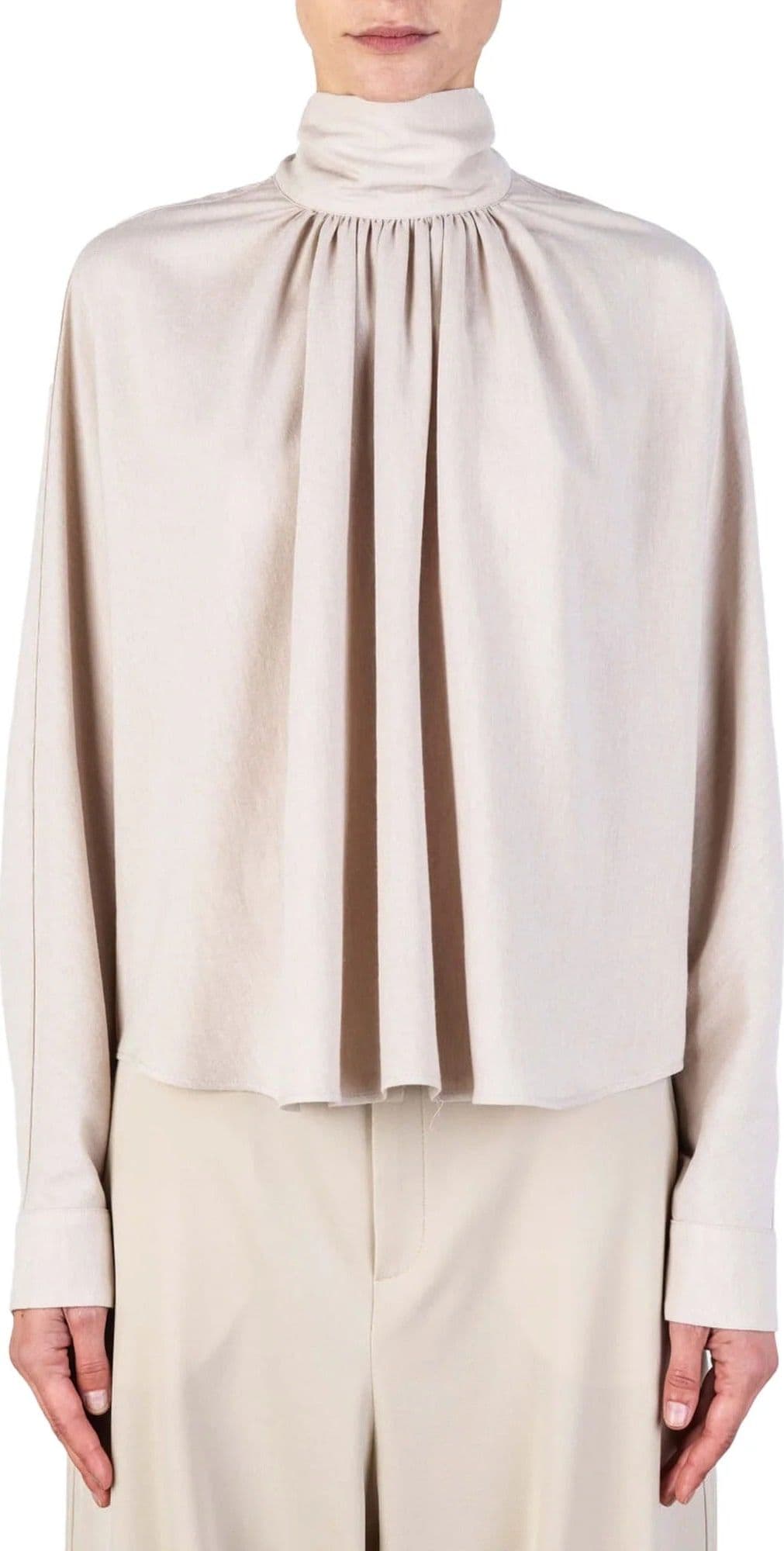 Alysi  - Camicia Blusa Collo Alto Beige da Donna - 3