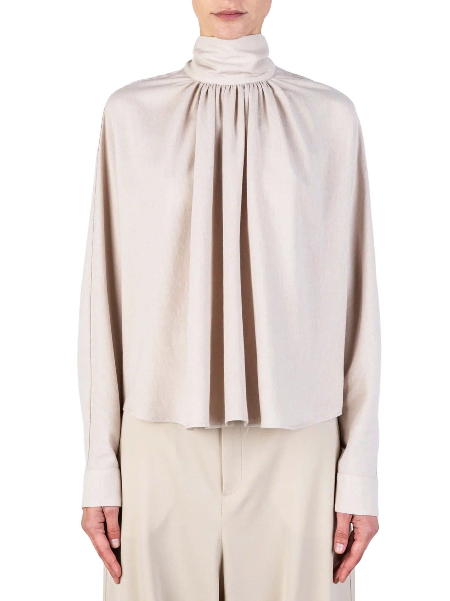 Alysi  - Camicia Blusa Collo Alto Beige da Donna - 3