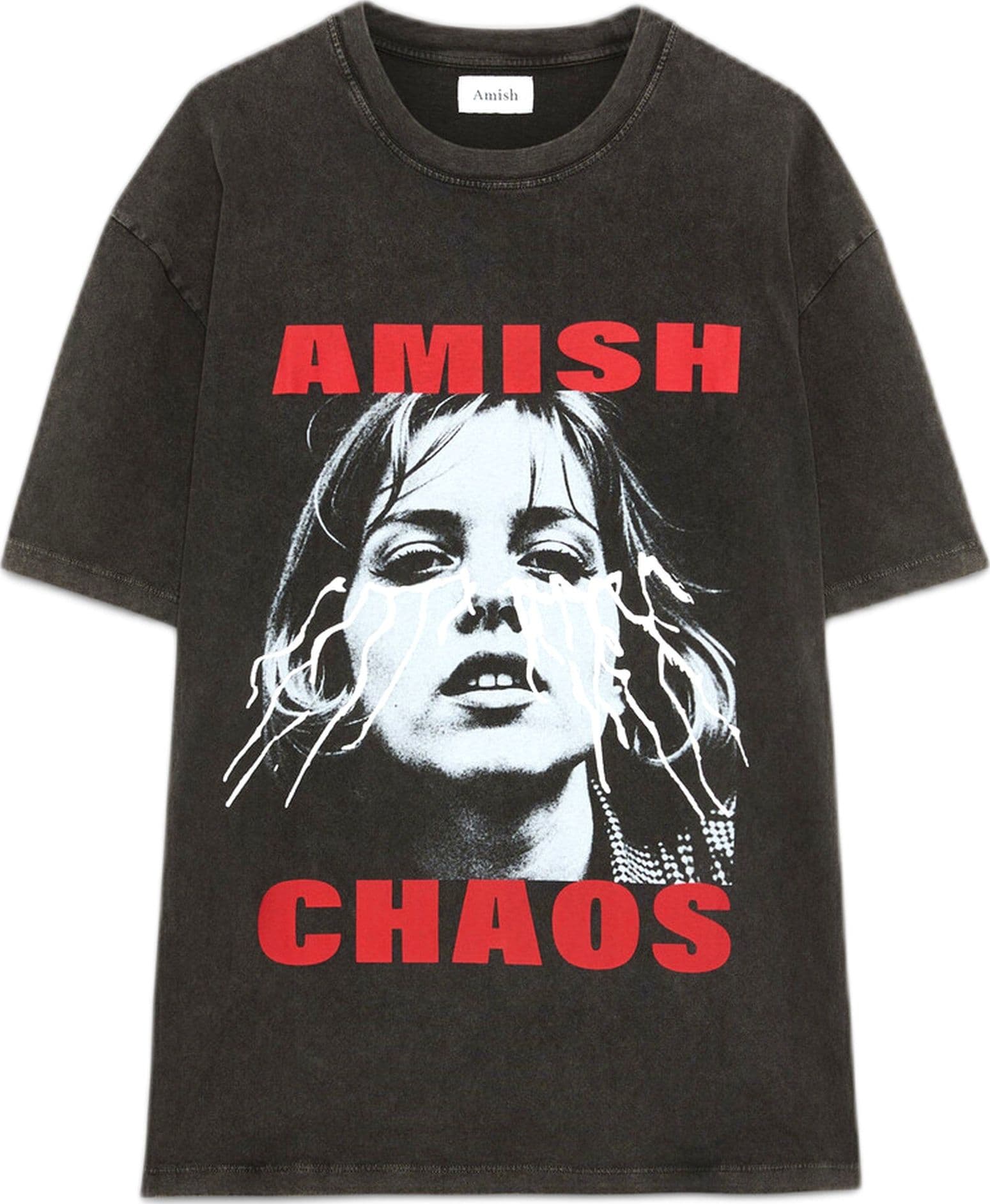 AMISH t-shirt amish jersey caos pigment stone - black