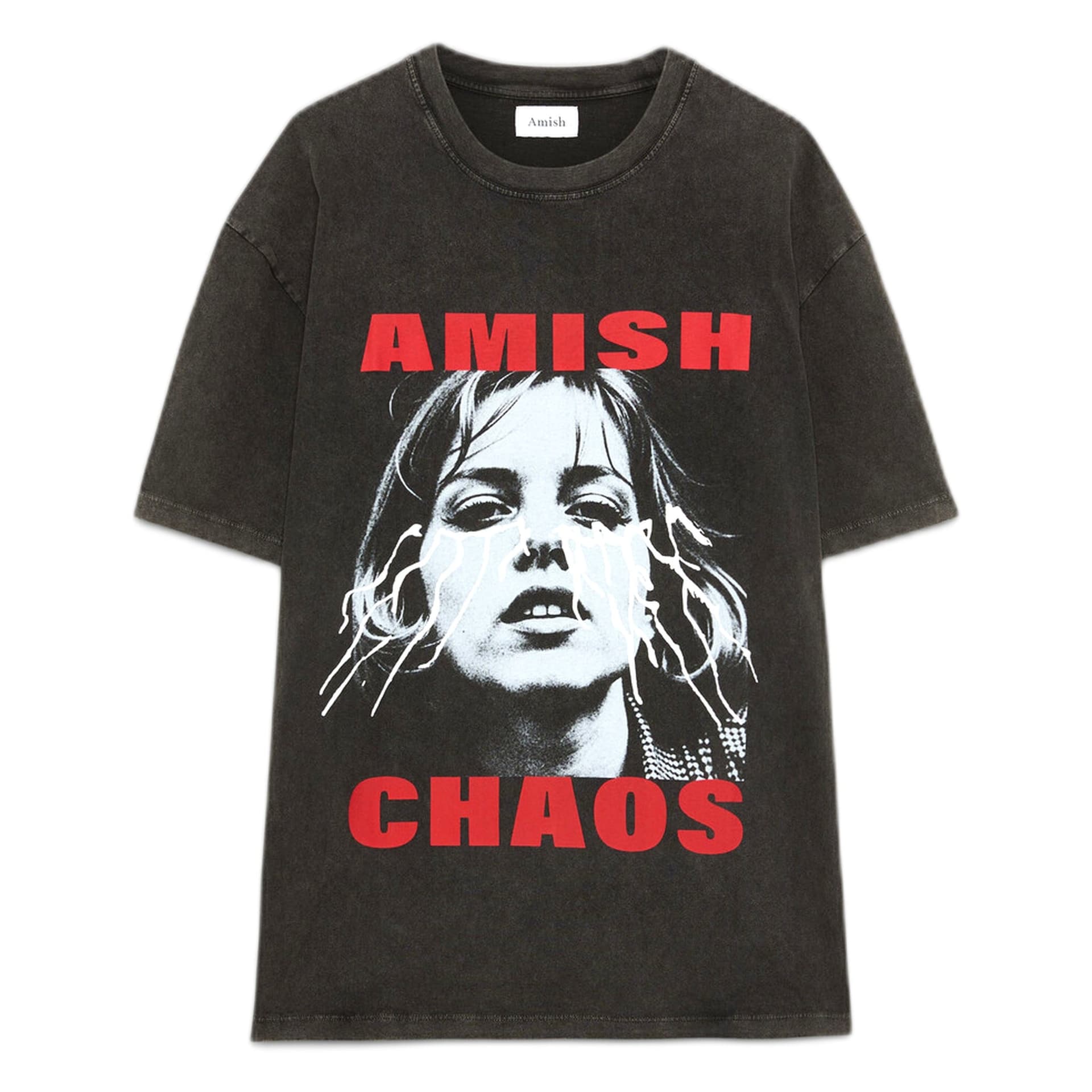 AMISH t-shirt amish jersey caos pigment stone - black - 2