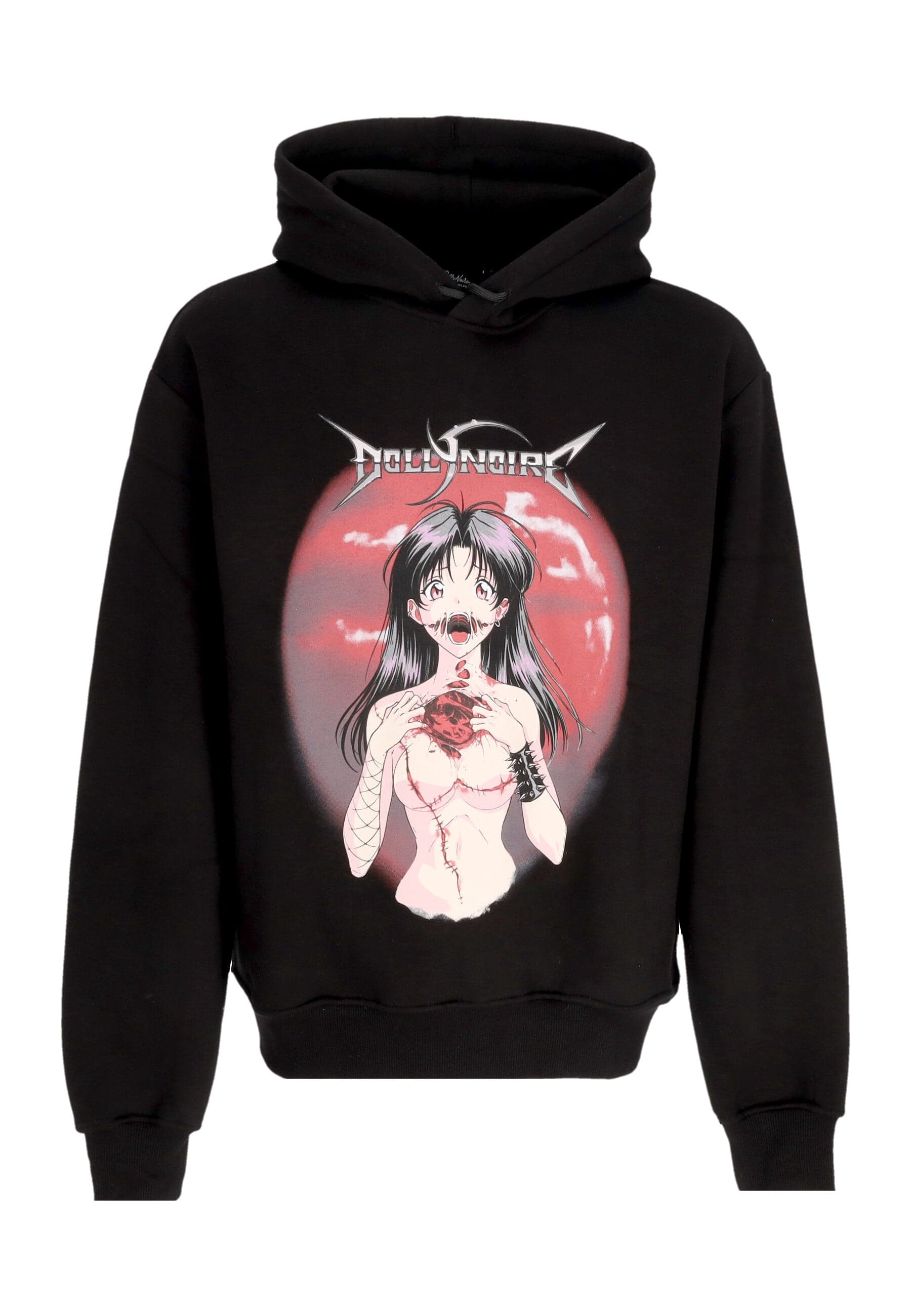DOLLY NOIRE Felpa Cappuccio Uomo Kuchisake Onna Japan Tour Hoodie Black - 3