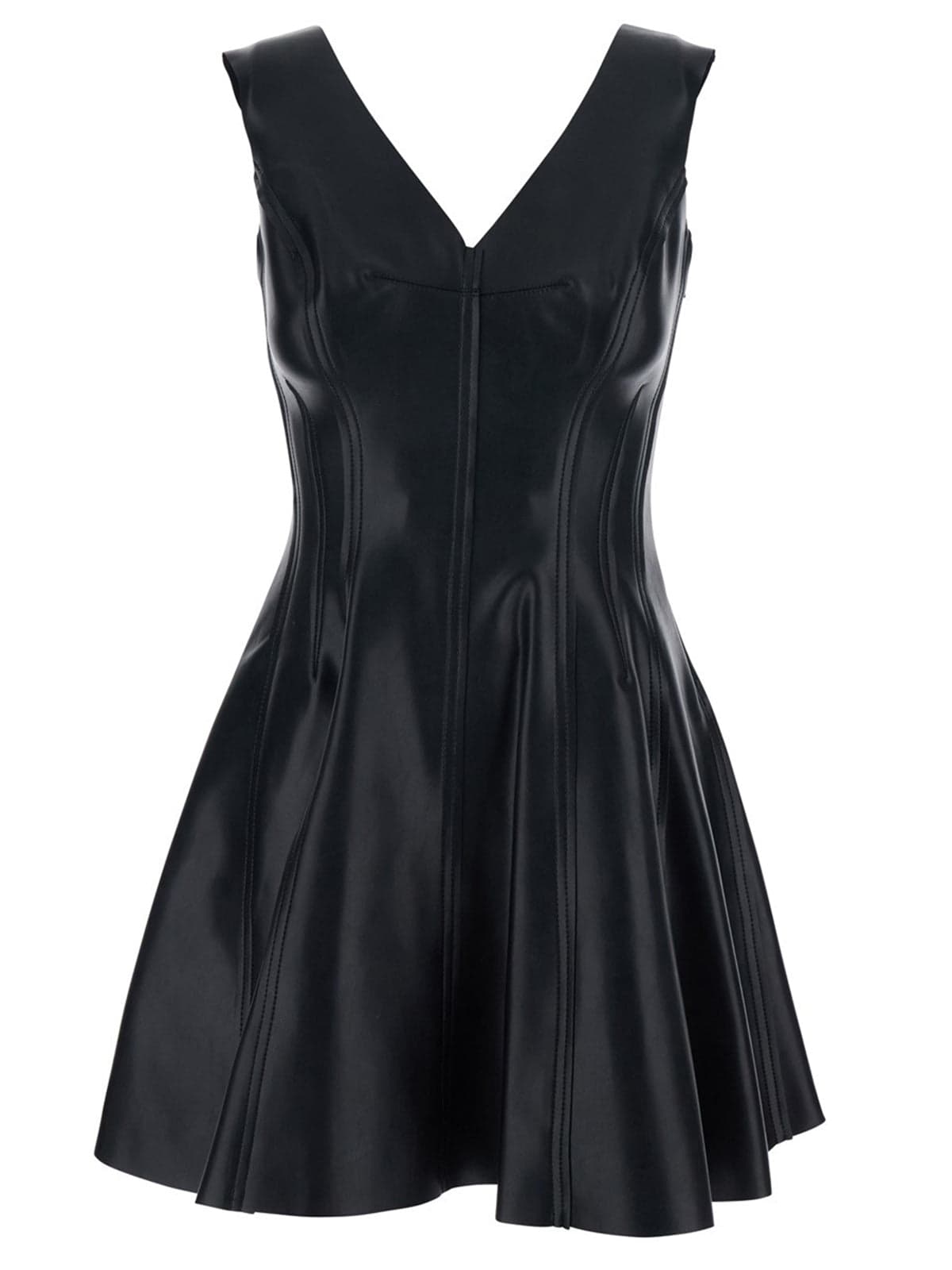 NORMA KAMALI Norma Kamali - Vestito Ecopelle Scollo Nero da Donna - 4