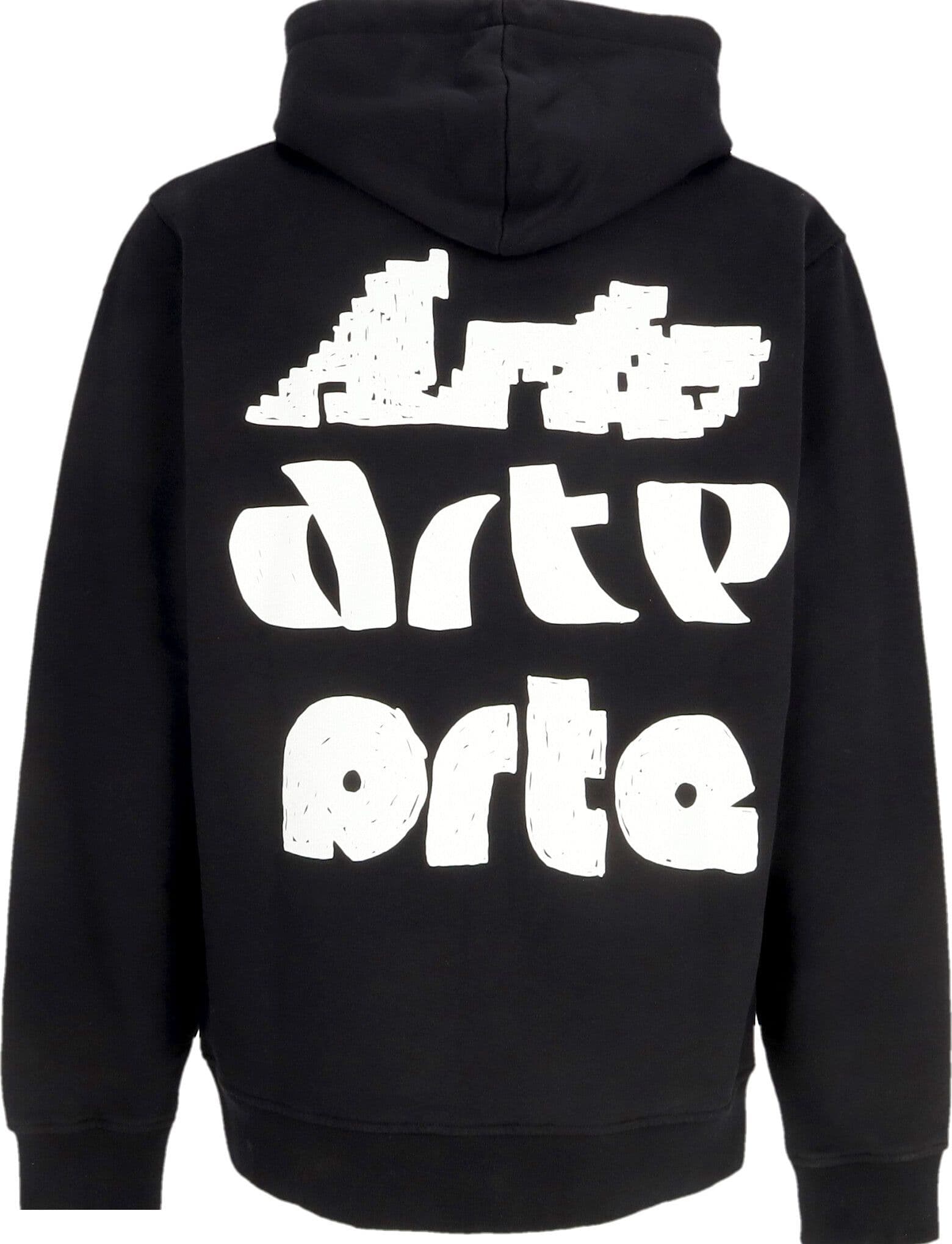ARTE Felpa Leggera Cappuccio Uomo Multi Logo Print Hoodie Black