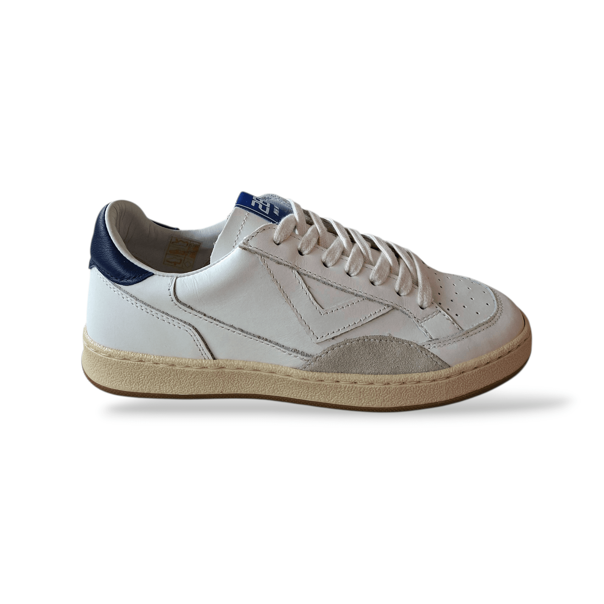 Sneakers bambino 2B12 Junior Play bianche blue pelle laccio - 6
