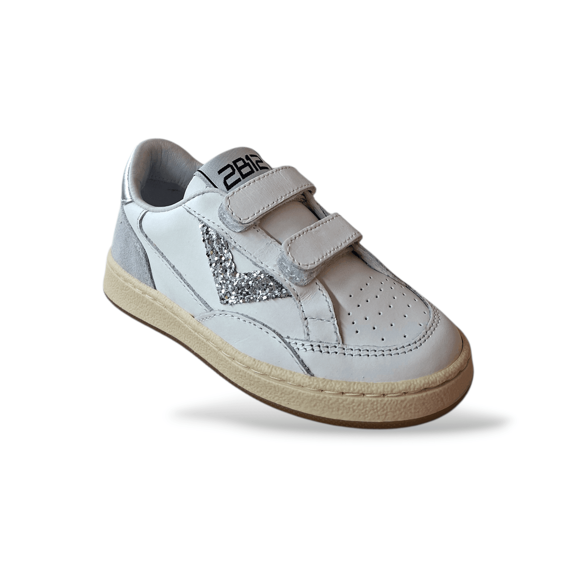 Sneakers bambina 2B12 Baby-Mini Play bianche glitter argento velcro in Ballerine Scarpetteria Gica - Trani, commercioVirtuoso.it