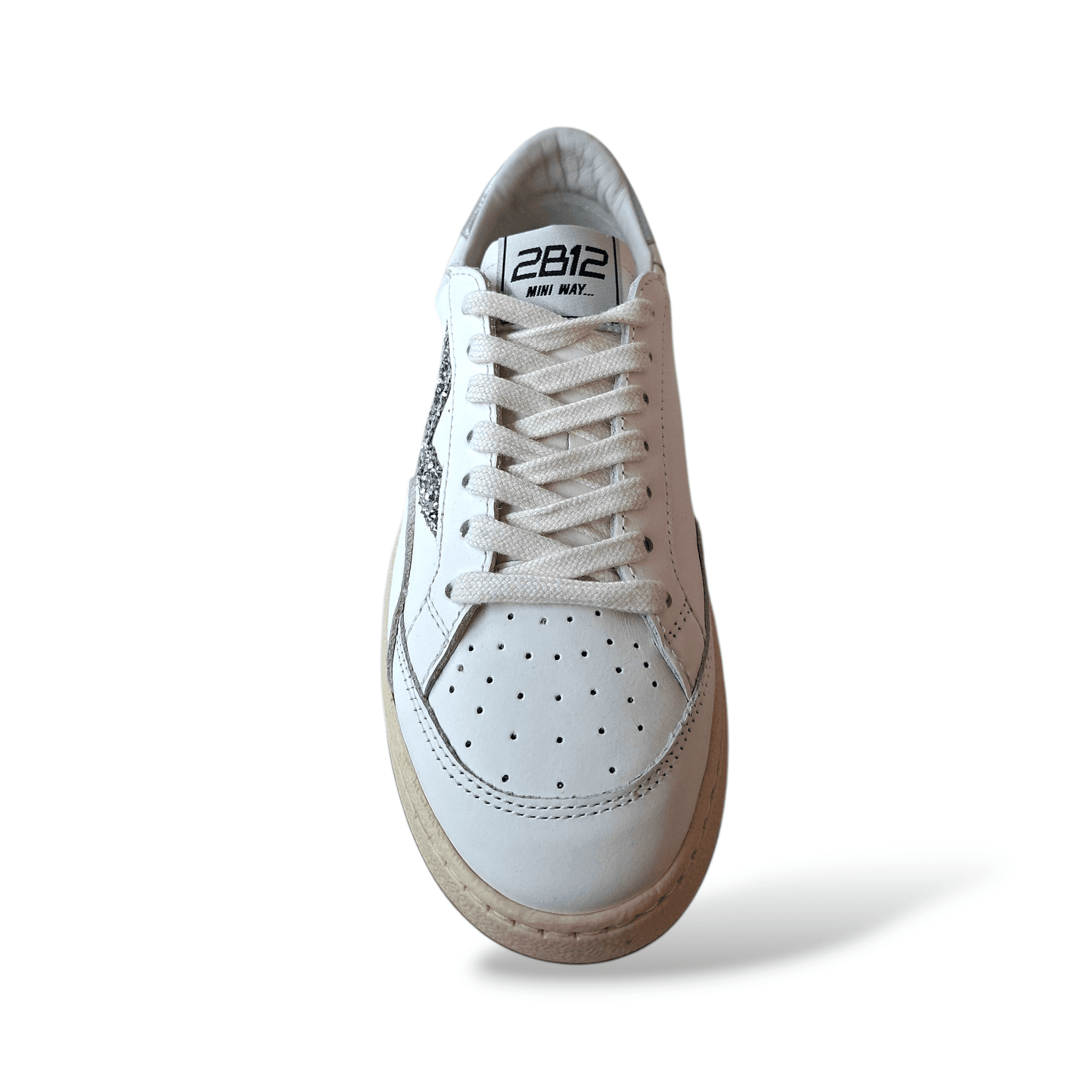 Sneakers bambina 2B12 Junior Play bianche glitter argento pelle in Ballerine Scarpetteria Gica - Trani, commercioVirtuoso.it