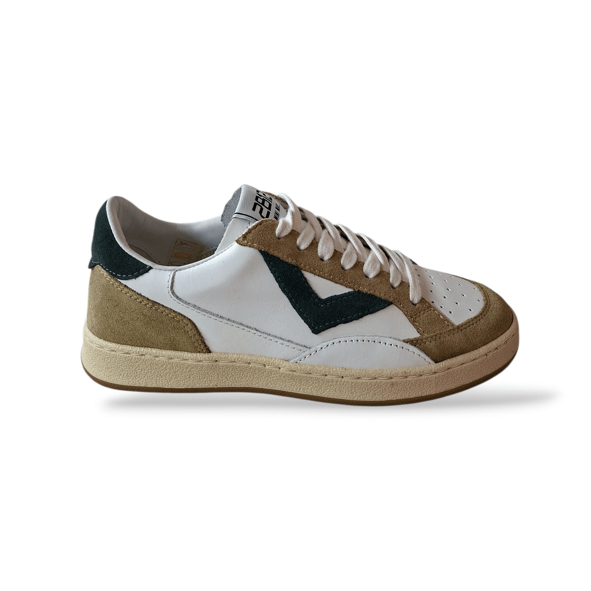 Sneakers bambino 2B12 Junior Play bianche beige verdone pelle - 6