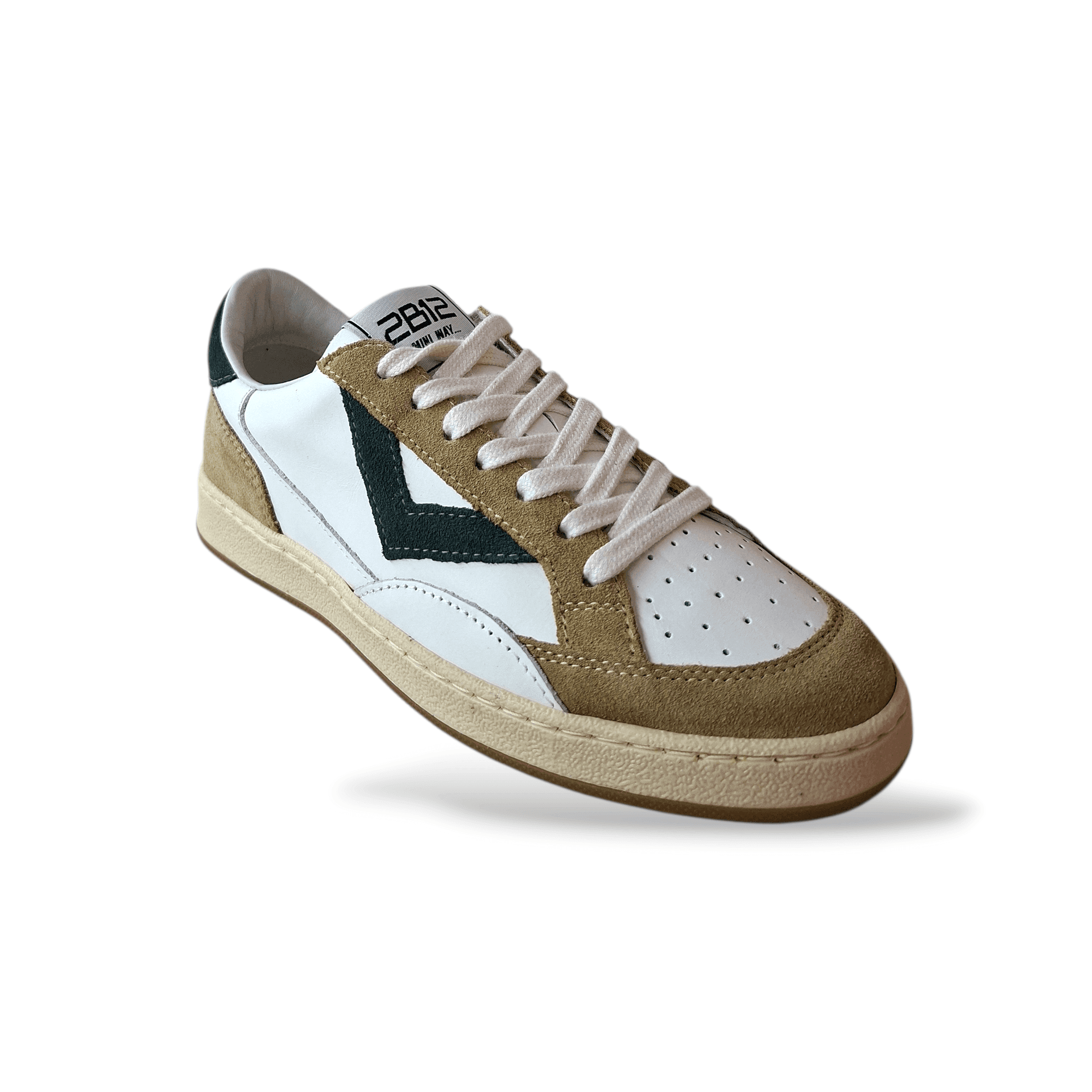 Sneakers bambino 2B12 Junior Play bianche beige verdone pelle in Ballerine Scarpetteria Gica - Trani, commercioVirtuoso.it