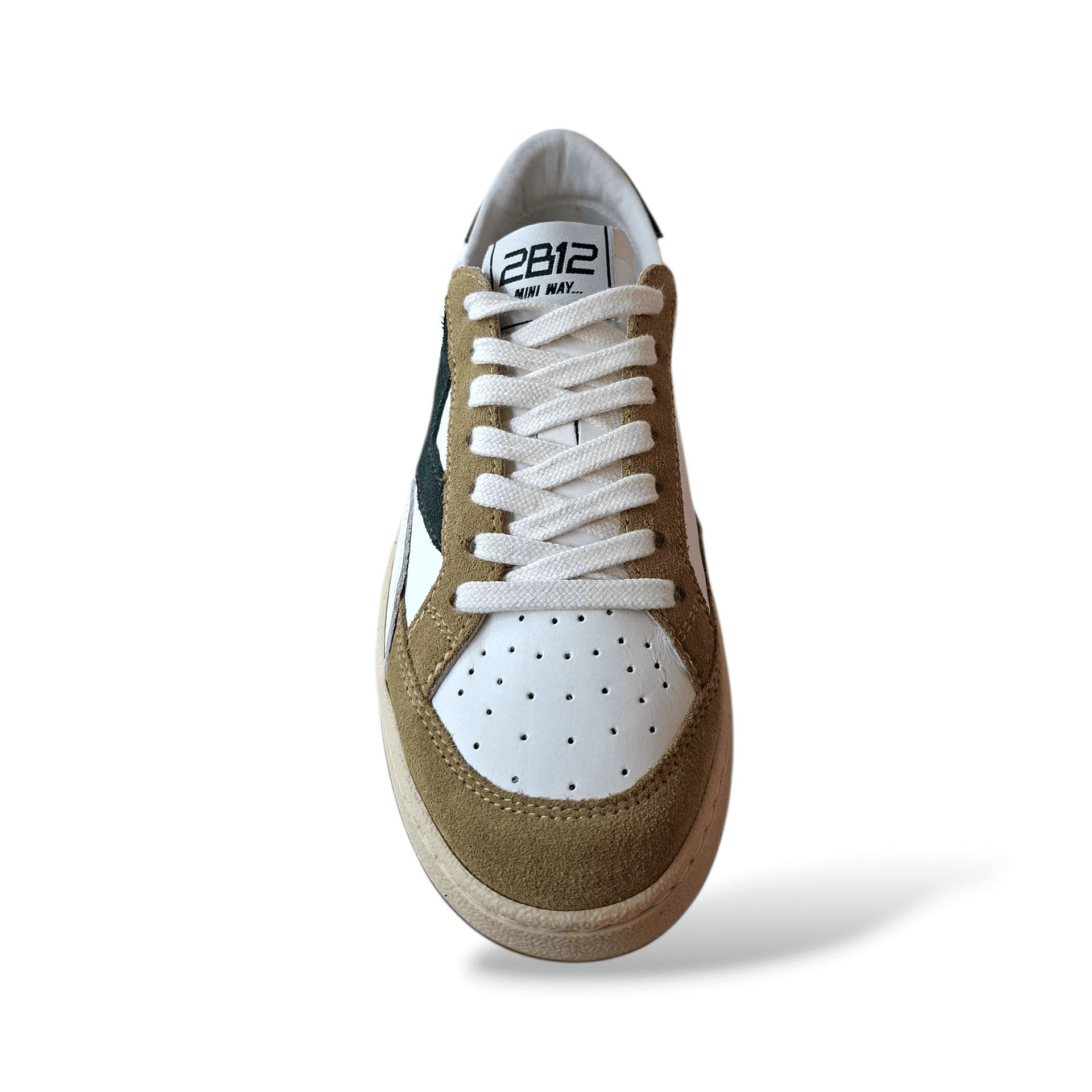 Sneakers bambino 2B12 Junior Play bianche beige verdone pelle in Ballerine Scarpetteria Gica - Trani, commercioVirtuoso.it