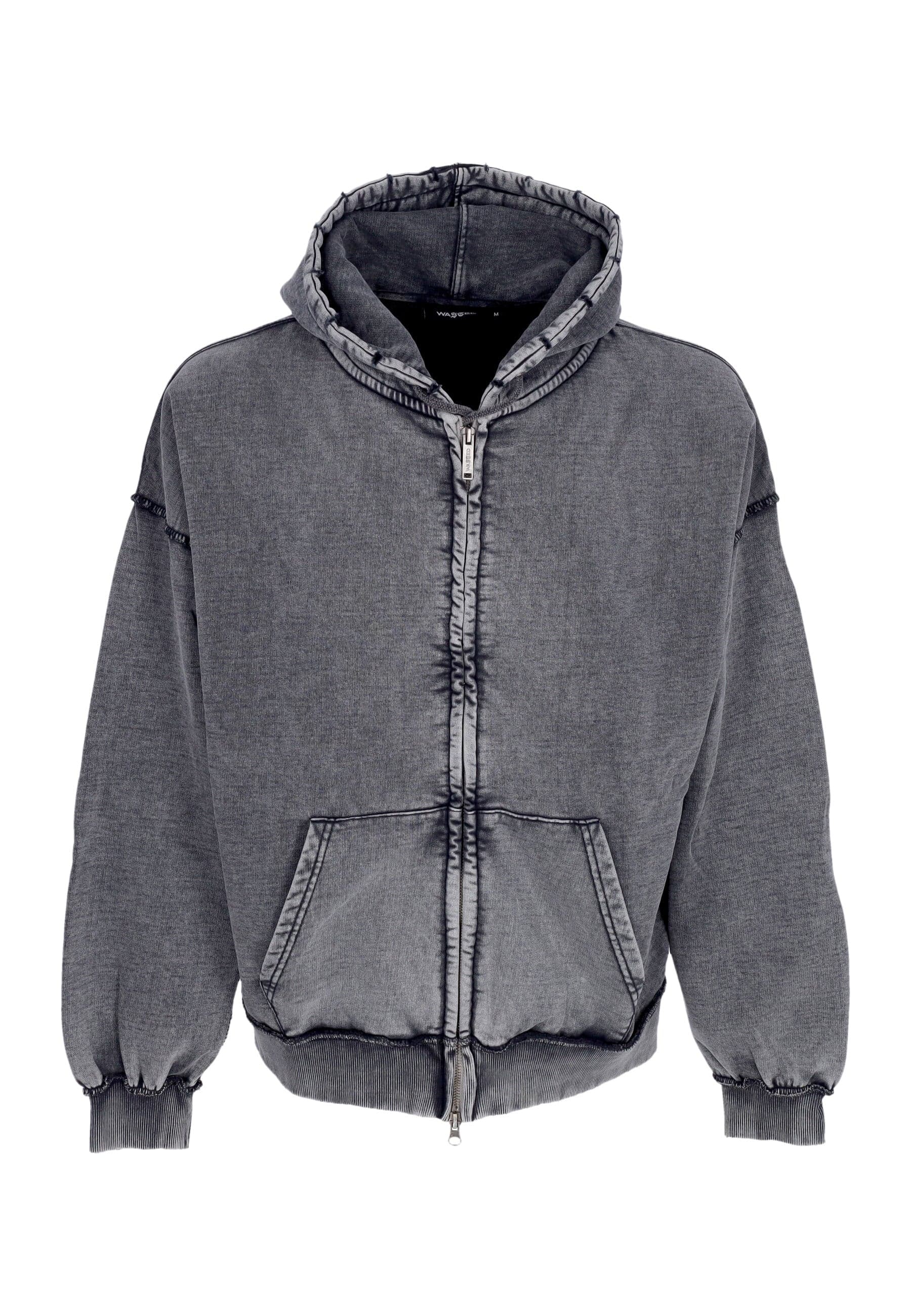 WASTED PARIS Felpa Cappuccio Zip Uomo Kingdom Curve Zip Hoodie Faded Black - 3